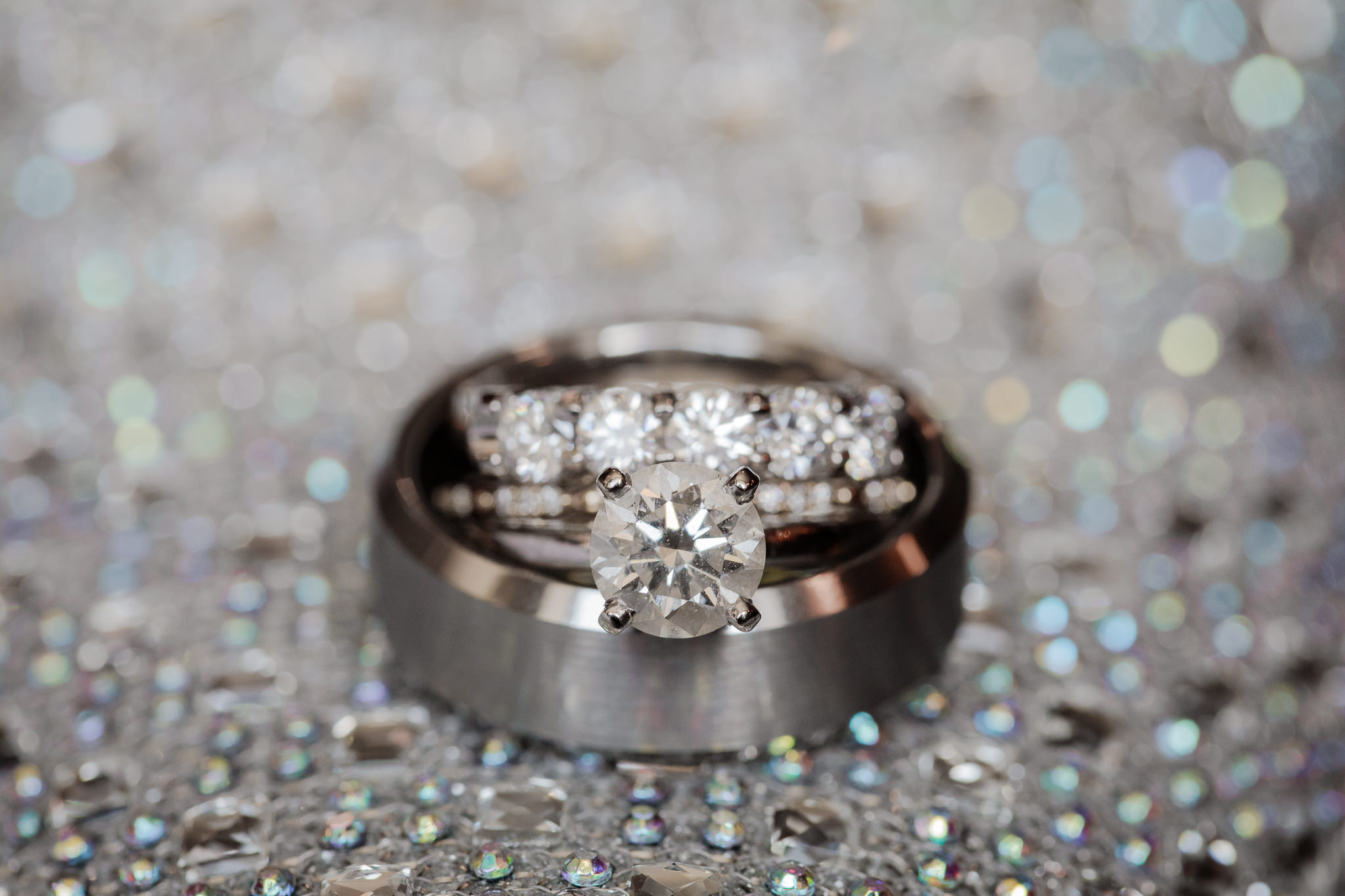 Diamond engagement ring and wedding bands from Goldstock Jewelers in Pittsburgh, PA
