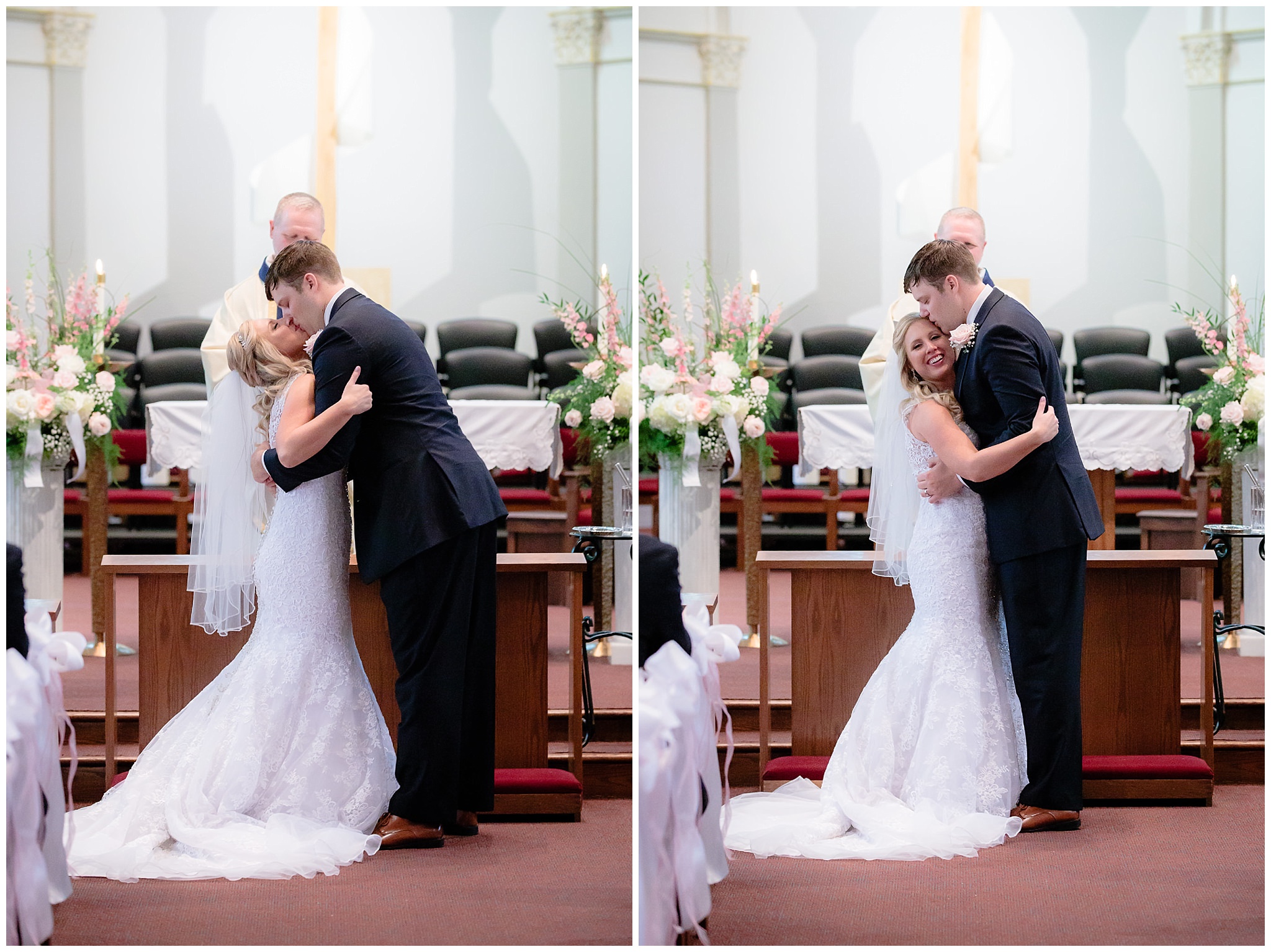 Bride & groom's first kiss at Duquesne University