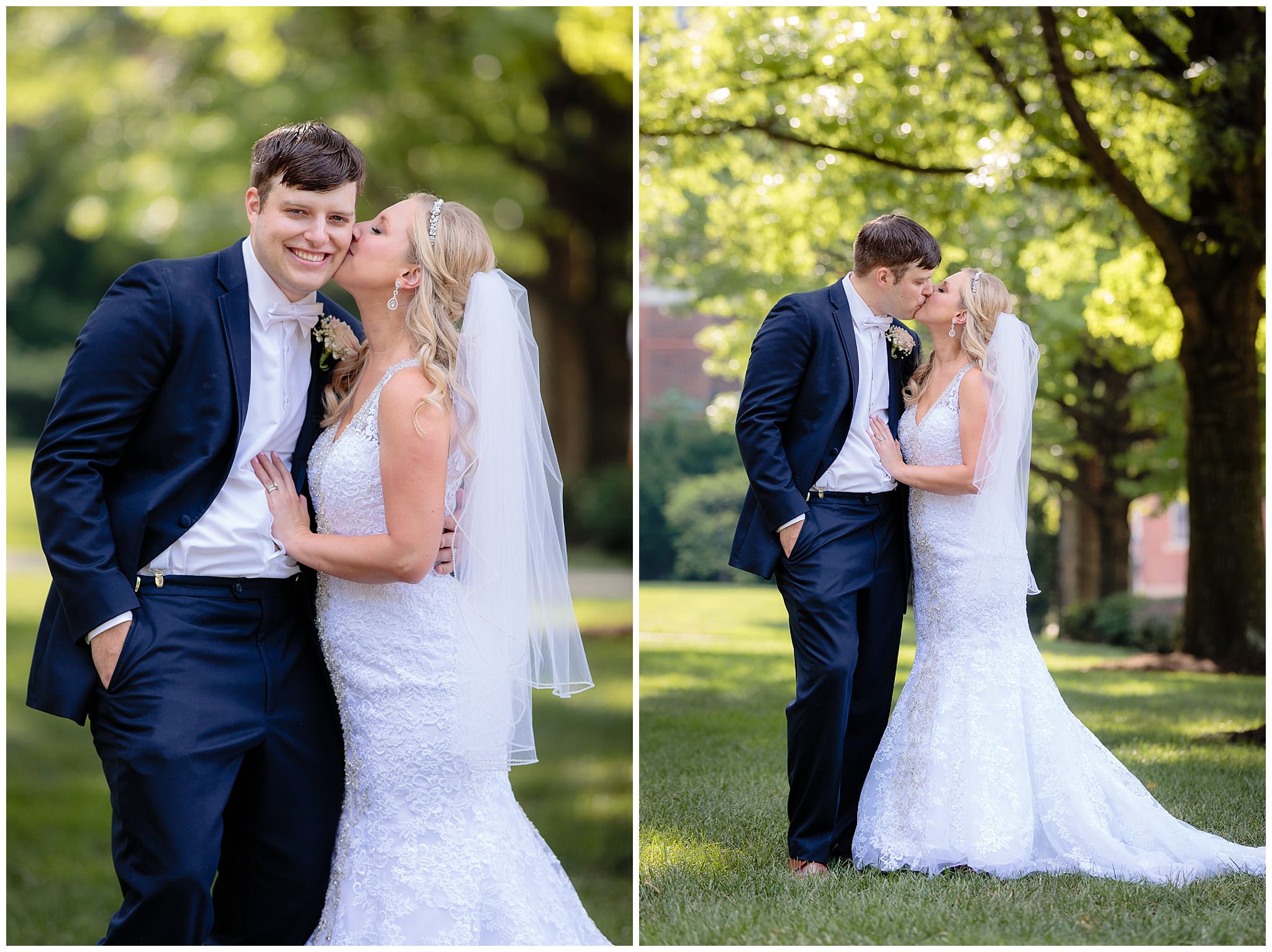 Newlywed portraits on the lawn at Duquesne University