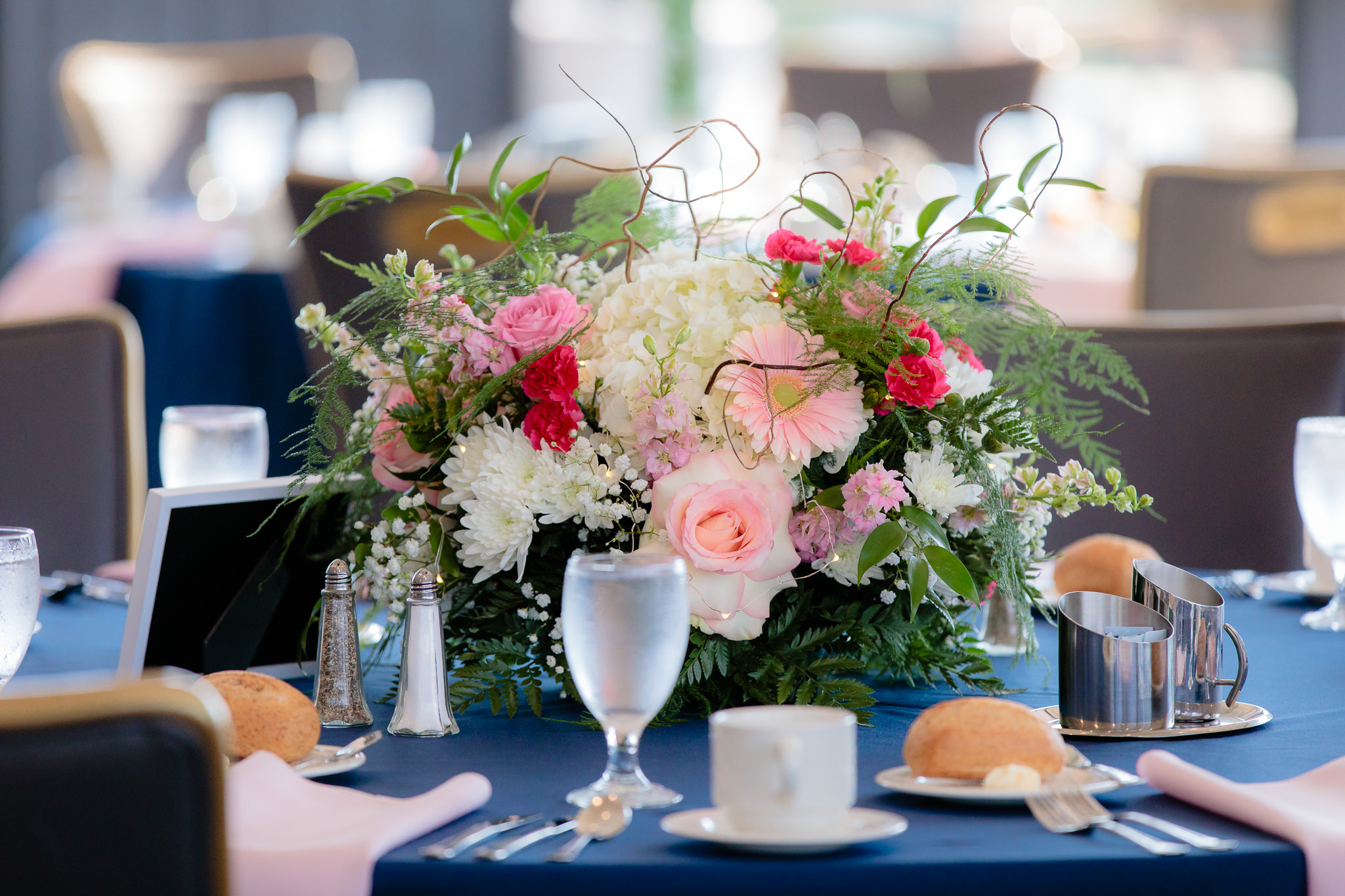 Floral centerpieces by Fields of Heather at a Duquesne University wedding reception