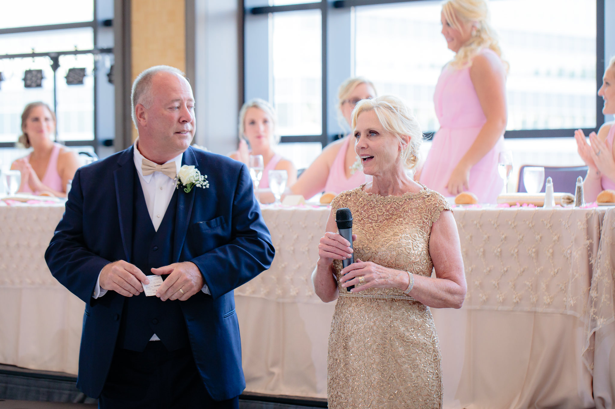 Mother of the bride speaks at her daughter's Duquesne University wedding reception