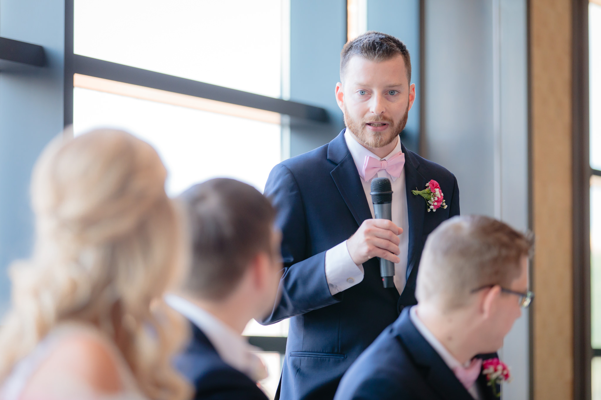 Best man gives a speech at his brother's Duquesne University wedding
