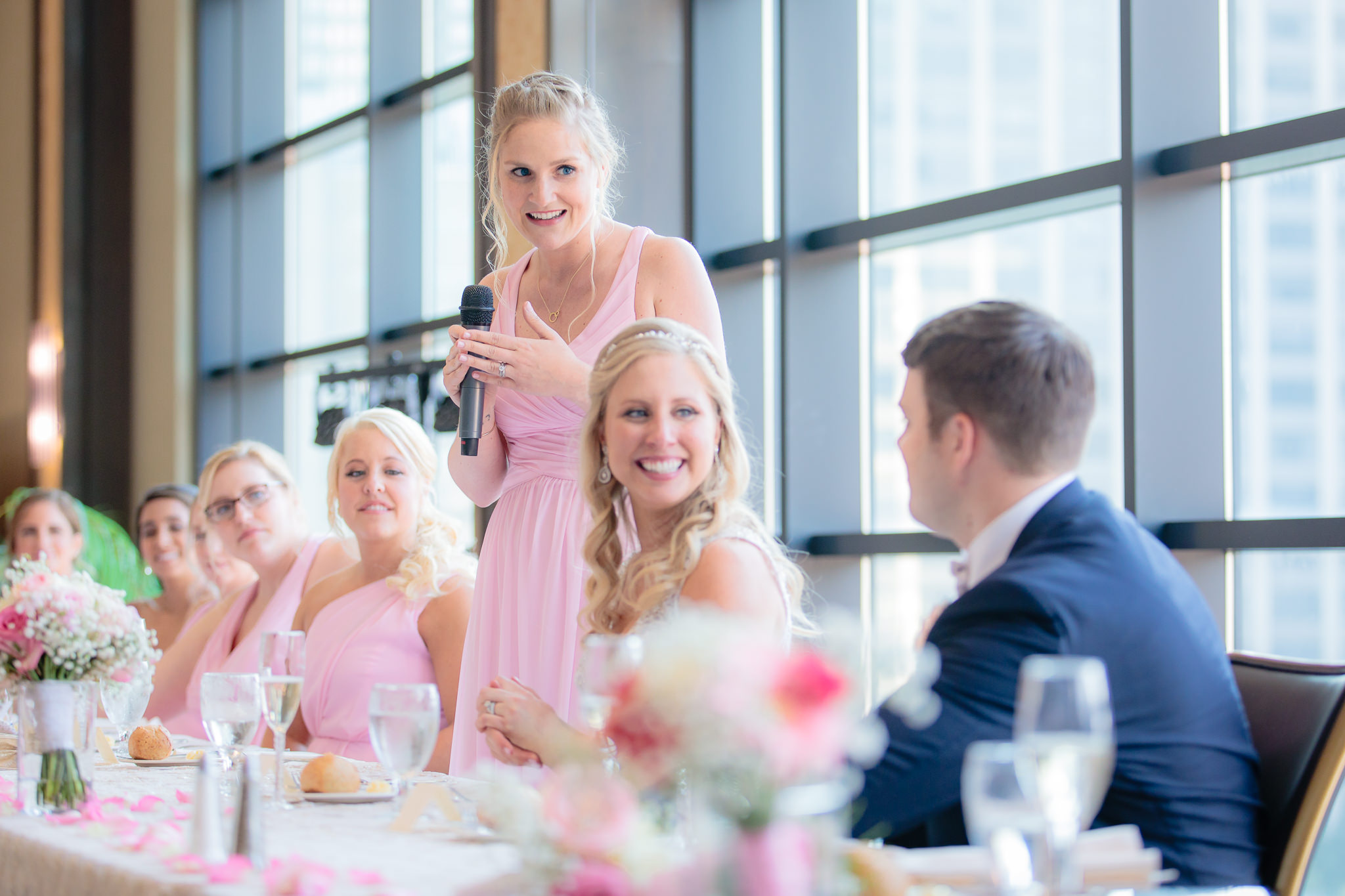Matron of honor toasts the newlyweds at Duquesne University