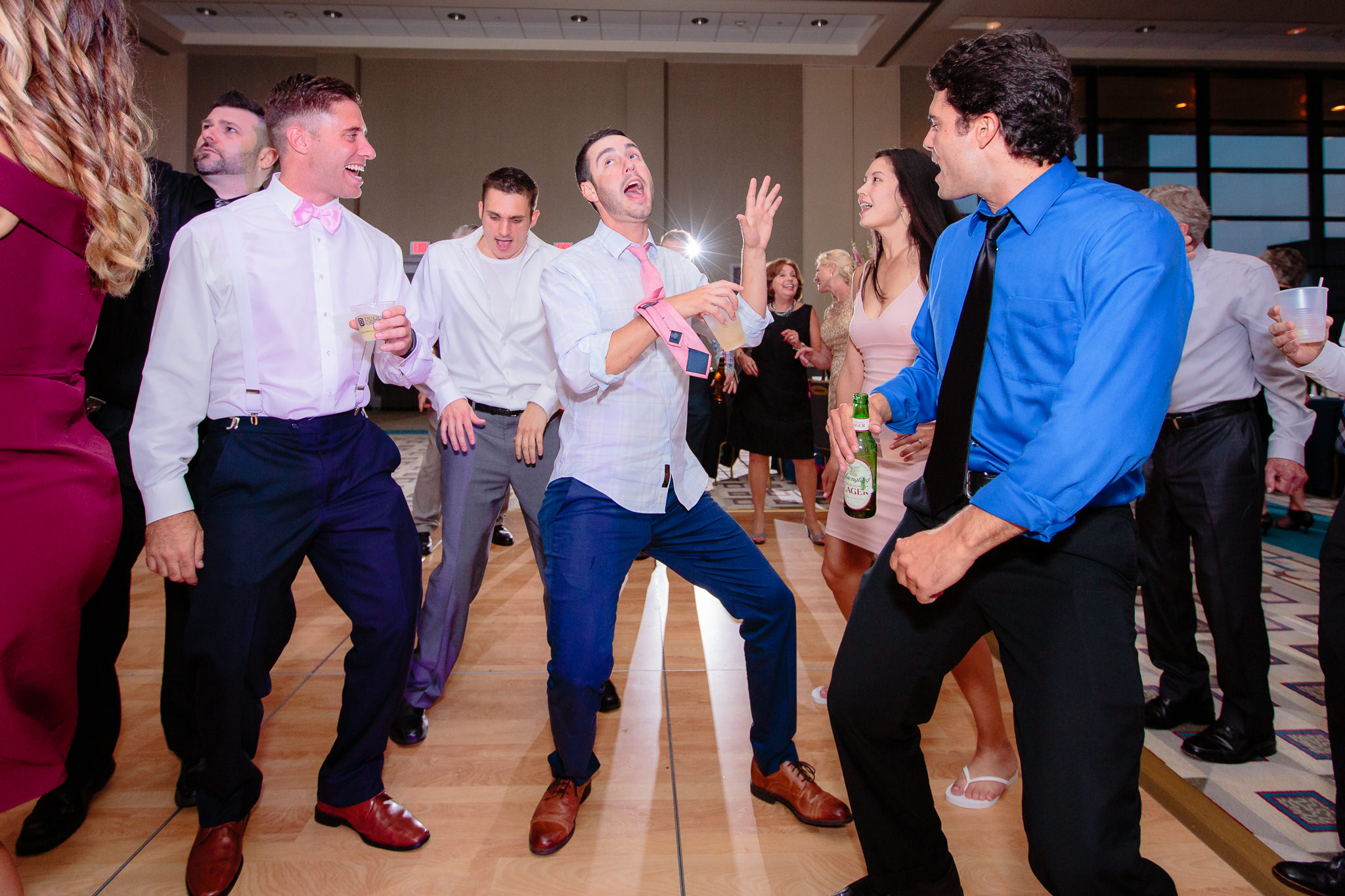 Guests dance at a Duquesne University wedding reception