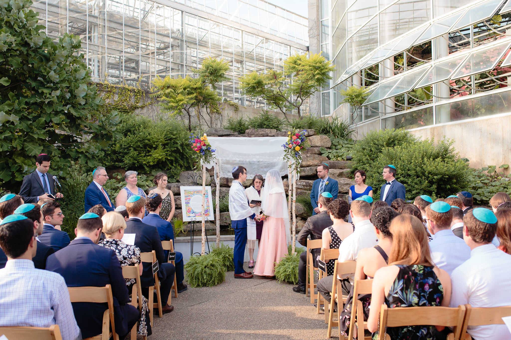 Outdoor Jewish wedding ceremony at Phipps Conservatory
