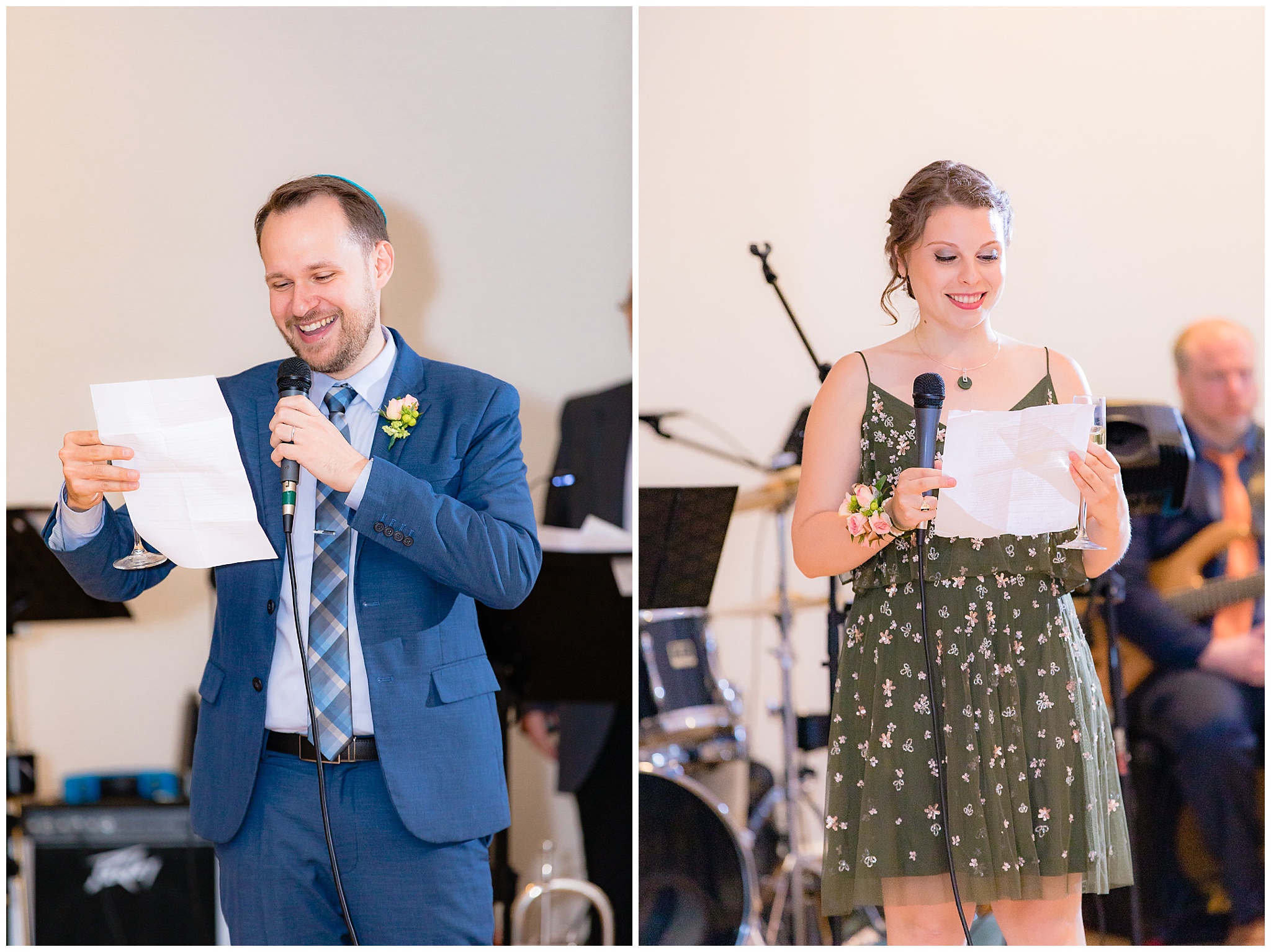 Best man & maid of honor speak during a Phipps Conservatory wedding