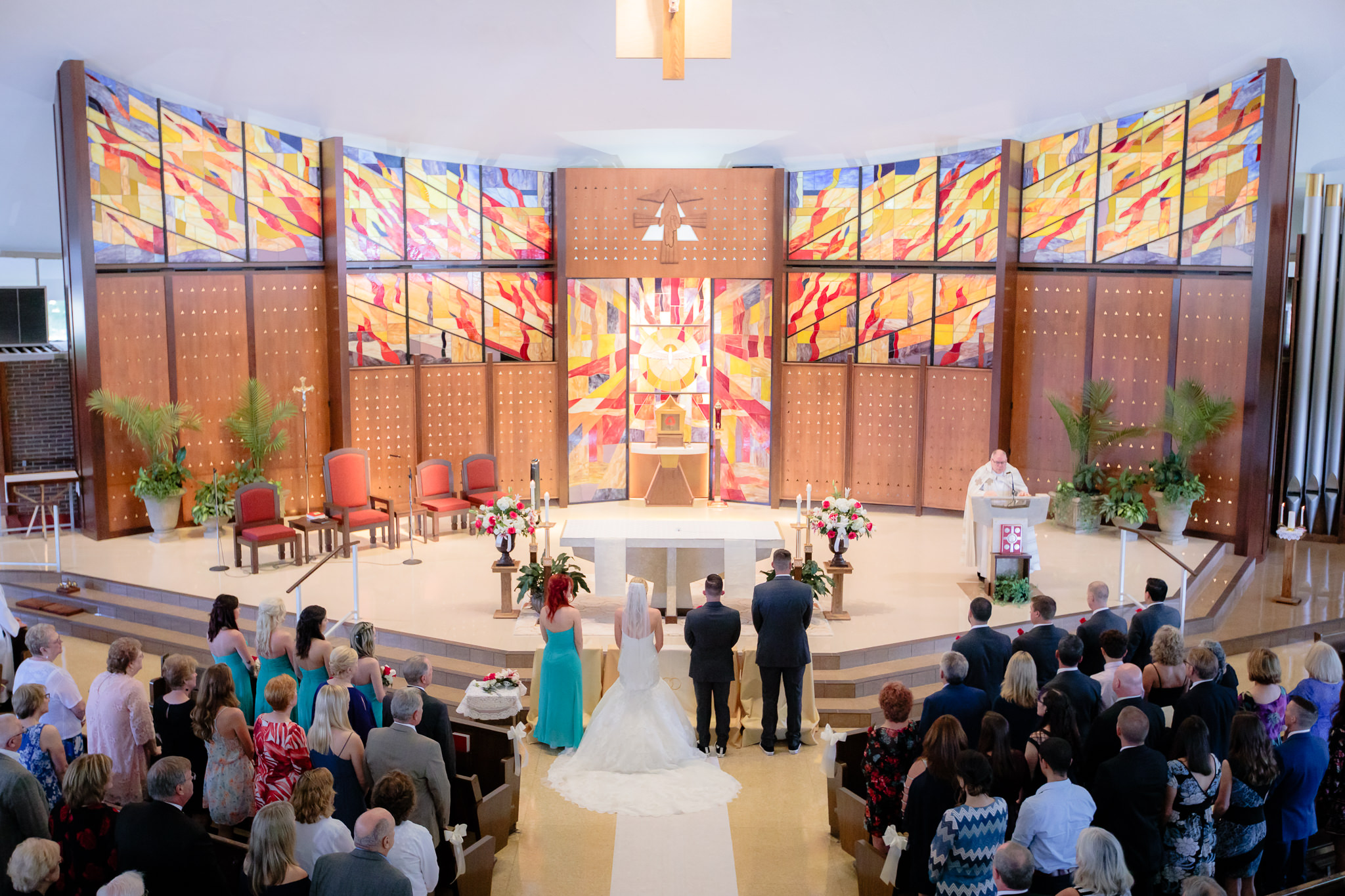 Wedding ceremony at Holy Trinity Catholic Church in Robinson Township