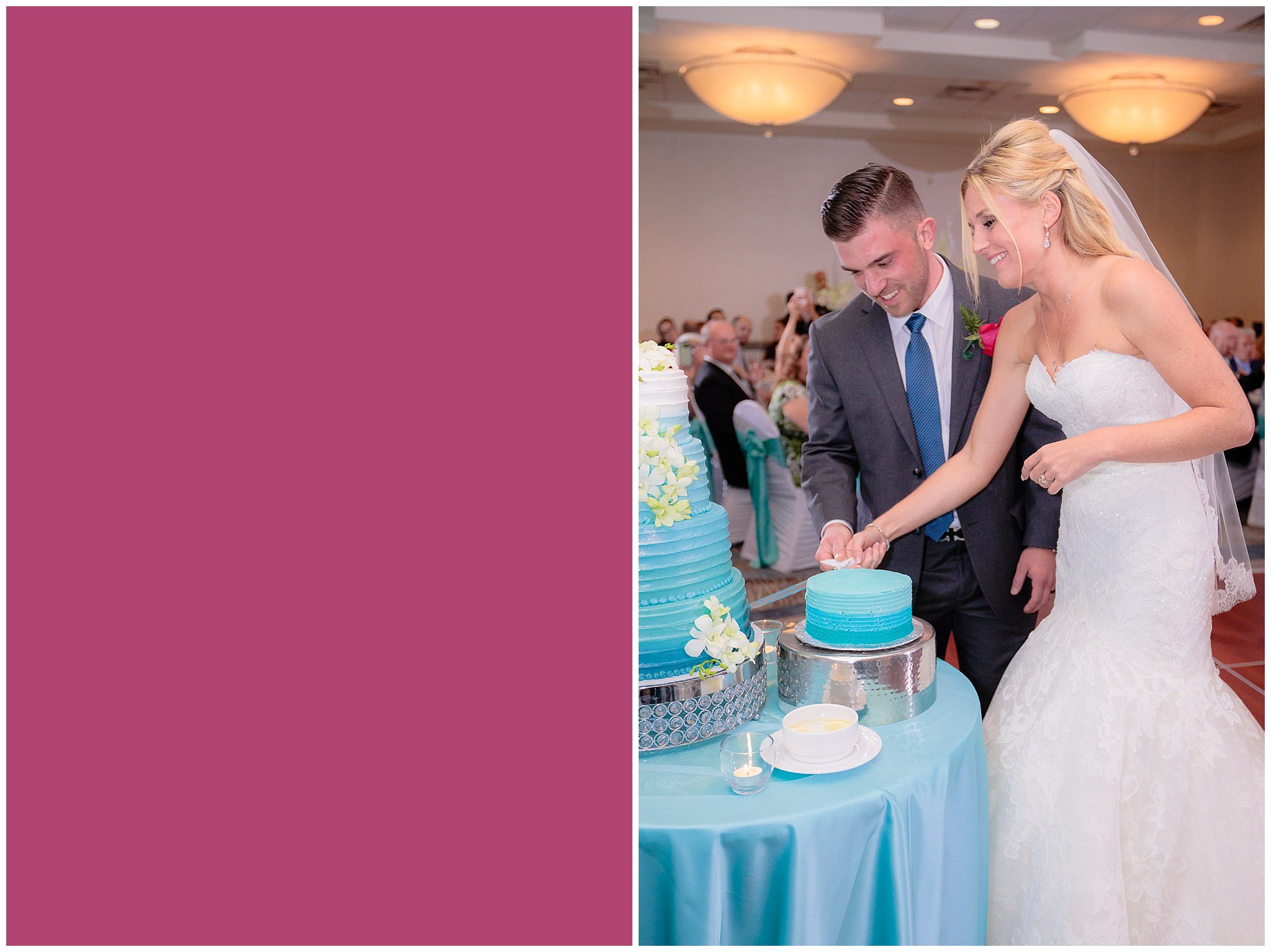 Bride & groom cut the cake at the Pittsburgh Airport Marriott