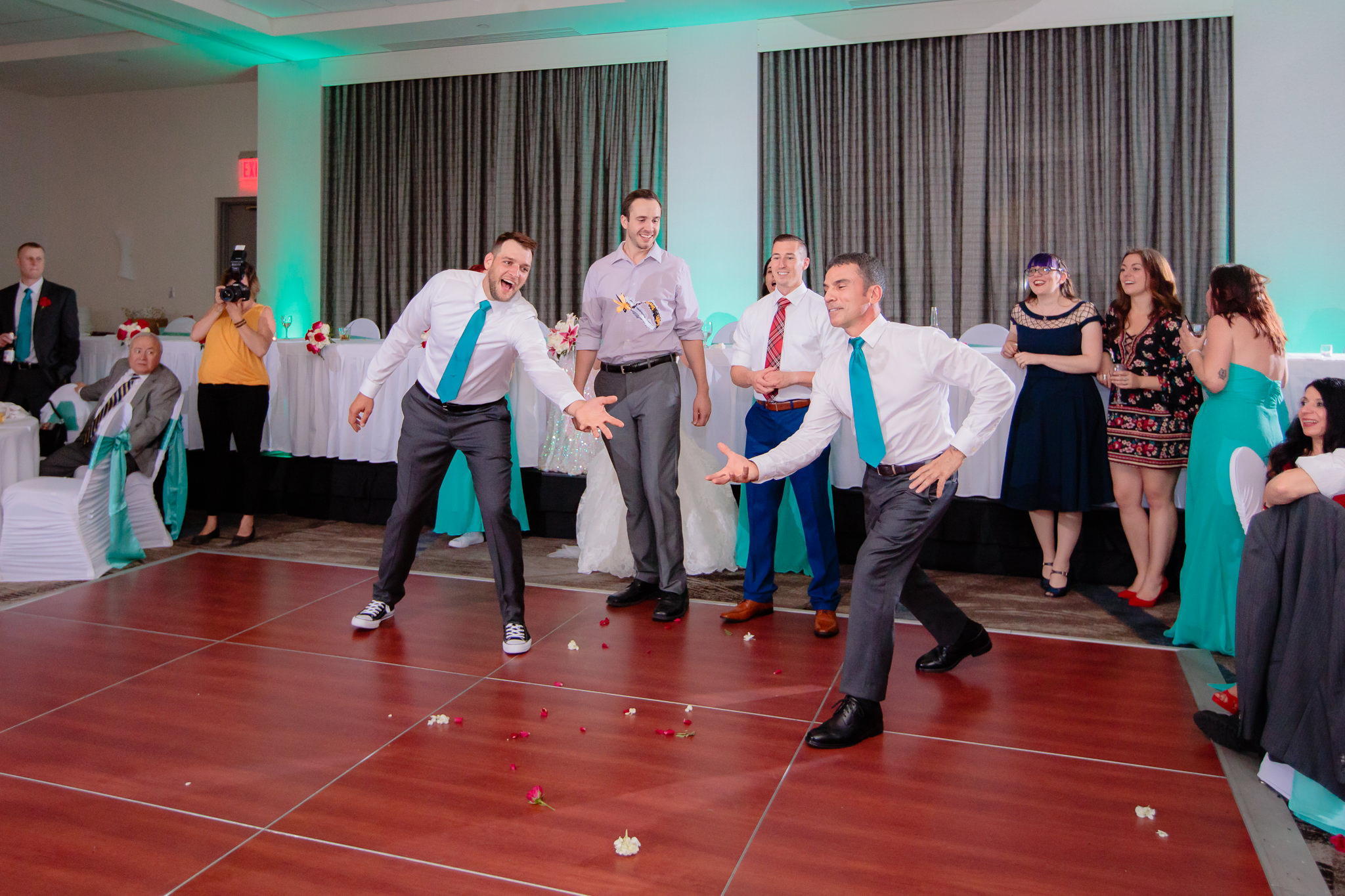 Single guys catch the garter at the Pittsburgh Airport Marriott