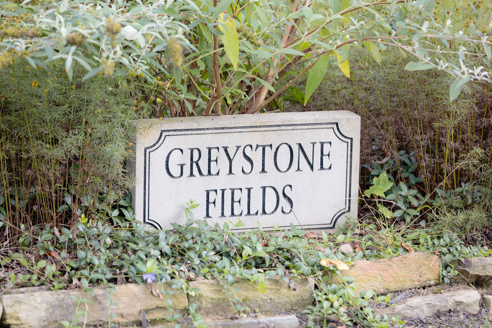Stone sign at Greystone Fields