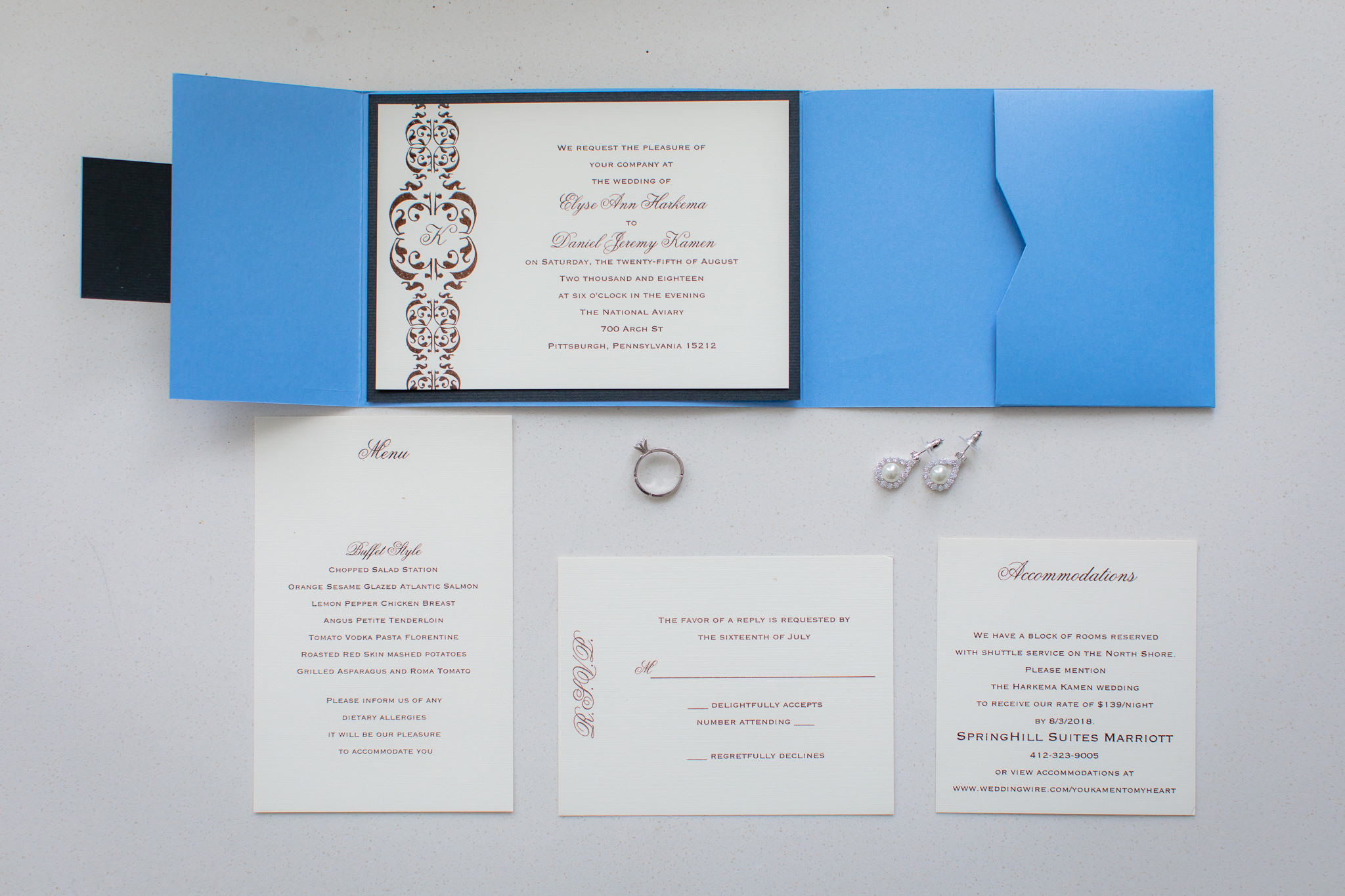 Blue invitation suite by The American Wedding