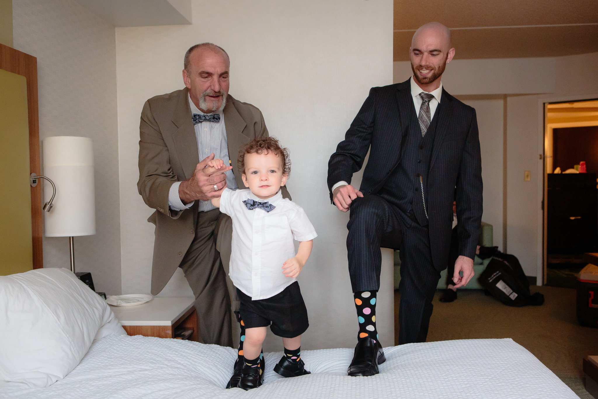 Groom with his son and father before his National Aviary wedding