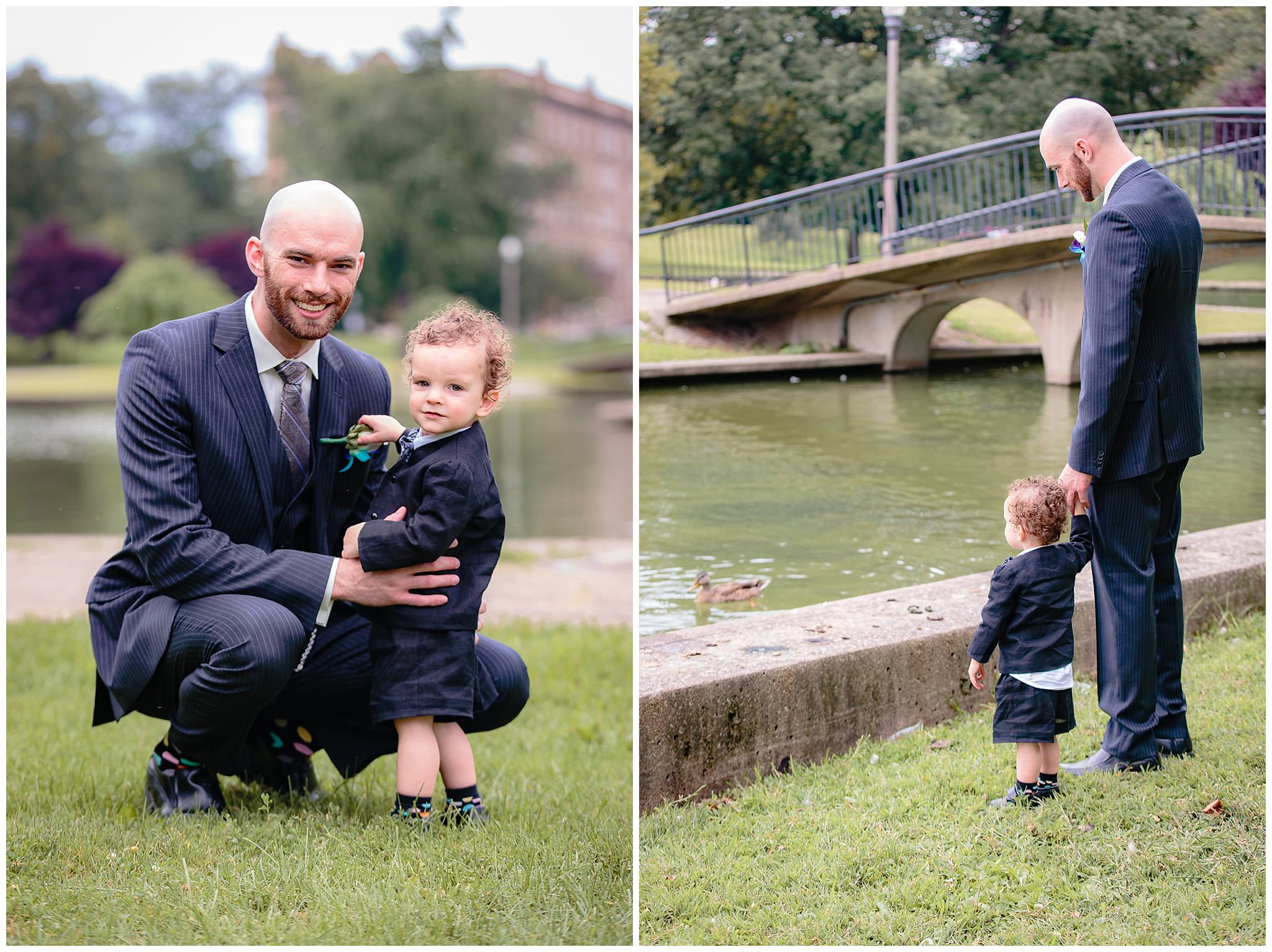 Groom with his son, the ring bearer, before his National Aviary wedding