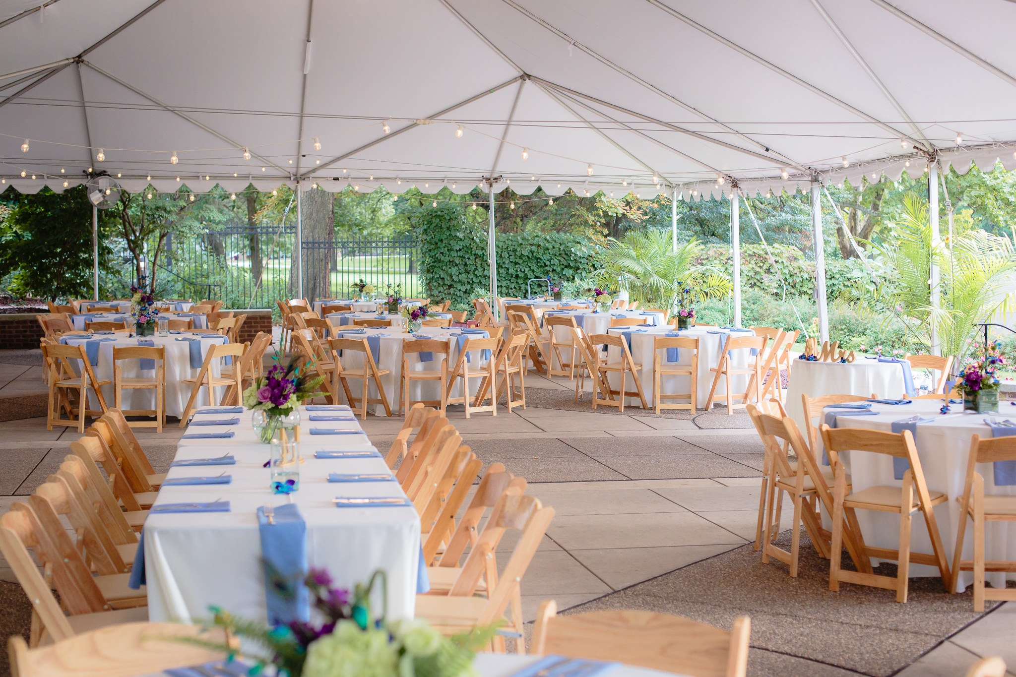 Tented wedding reception at the National Aviary in Pittsburgh, PA