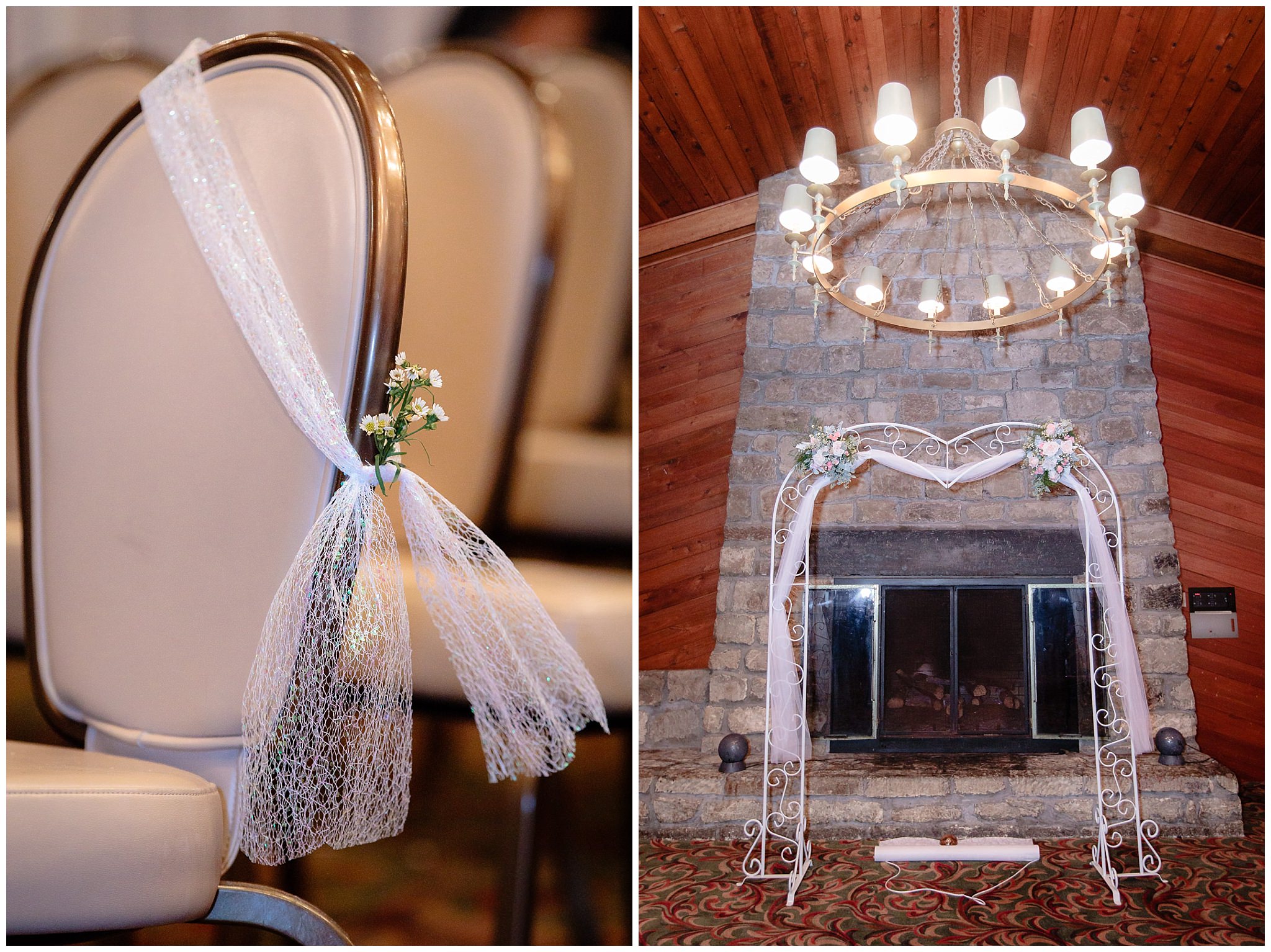 Simple lace decor at an Oglebay wedding ceremony