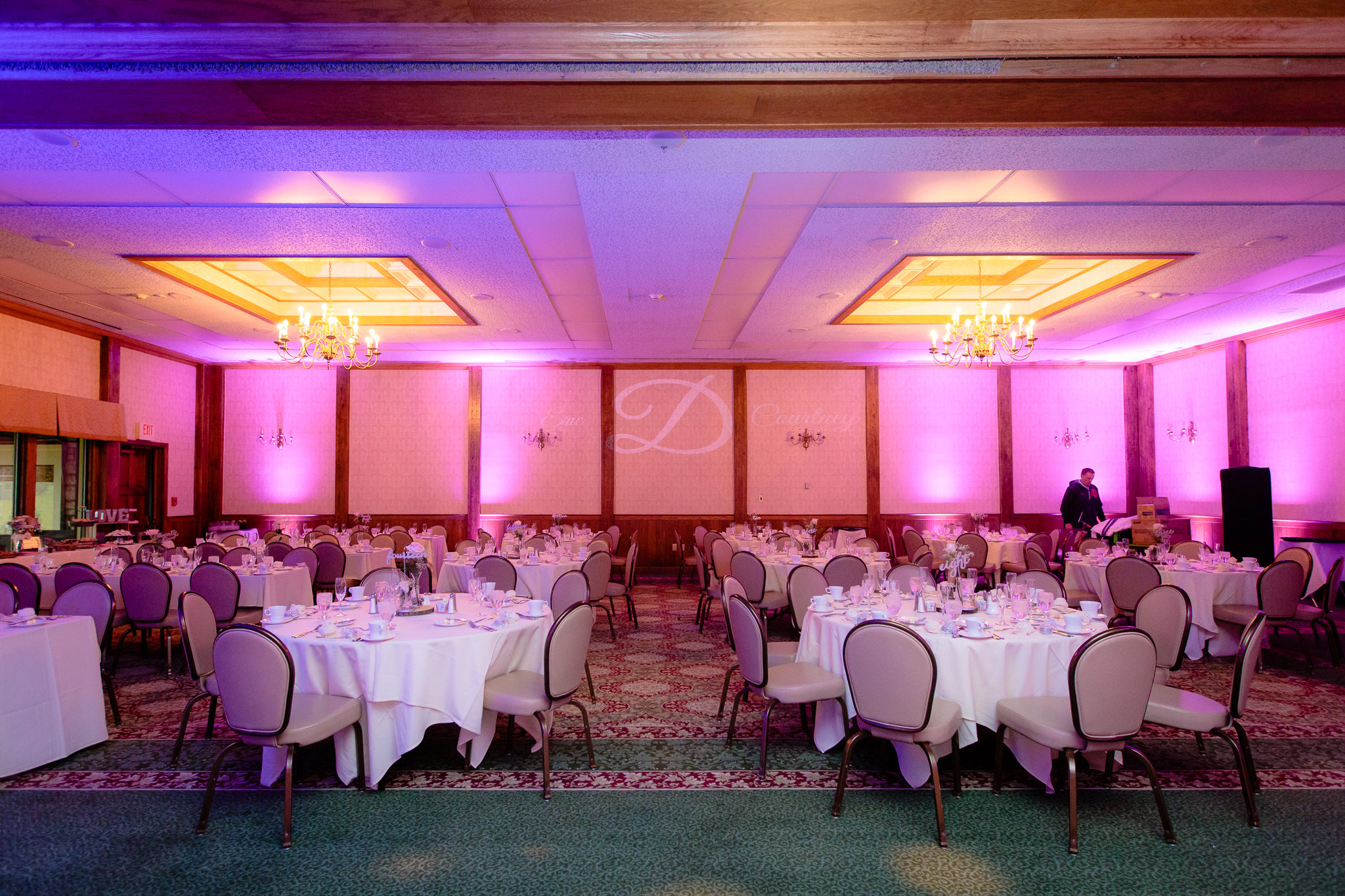 Ballroom in Wilson Lodge at Oglebay set up for a wedding