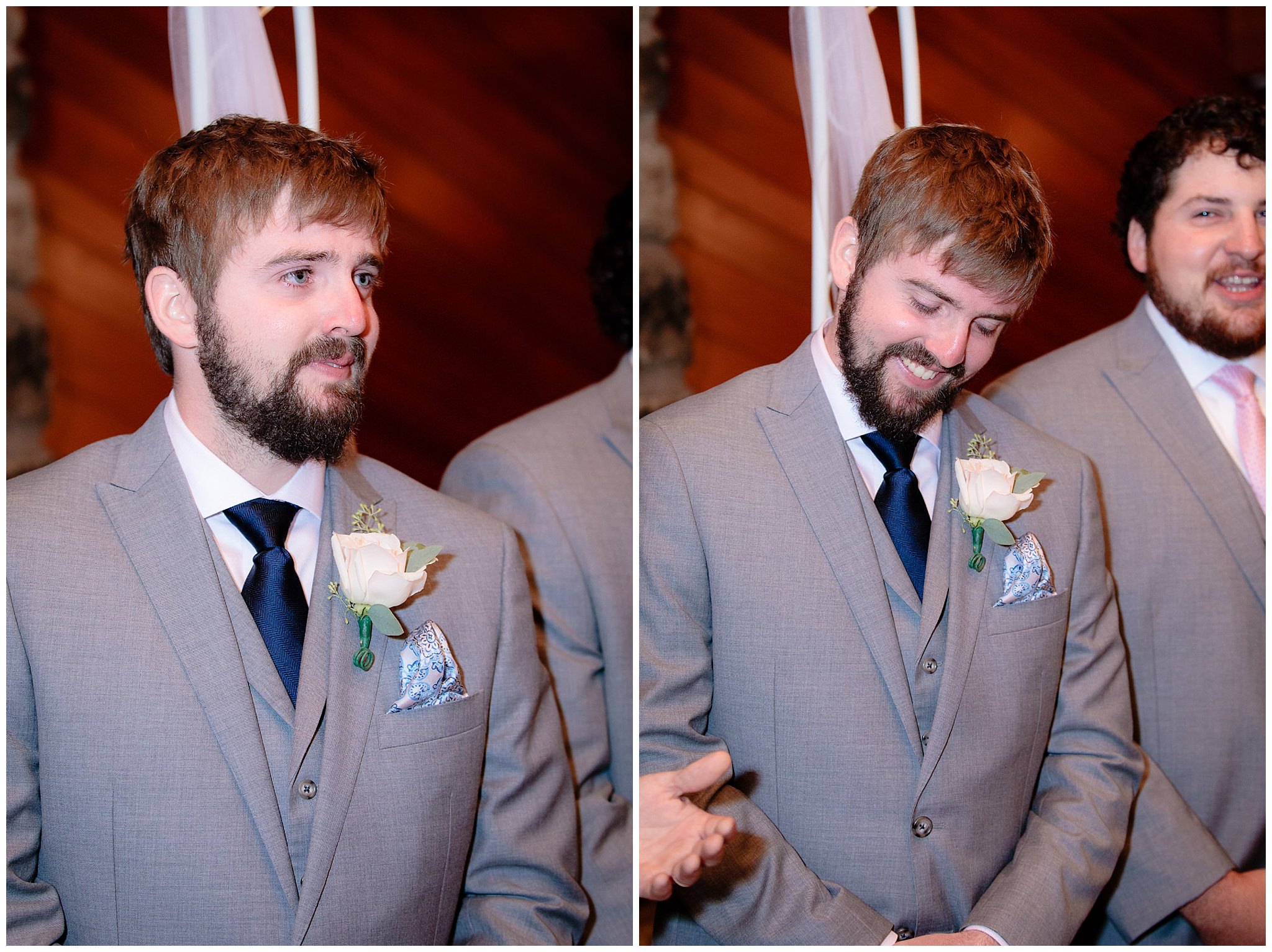 Groom reacts to seeing his bride for the first time at Oglebay