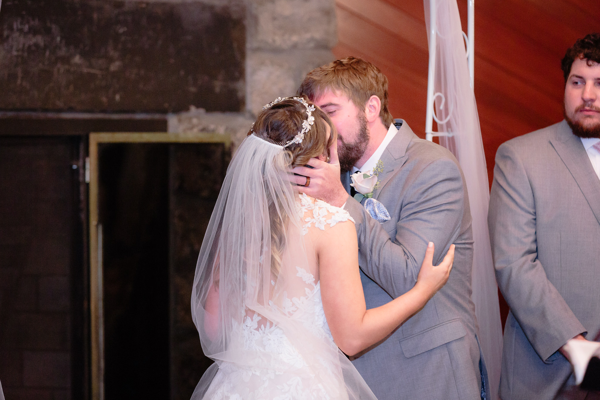 Bride & groom's first kiss at an Oglebay wedding ceremony