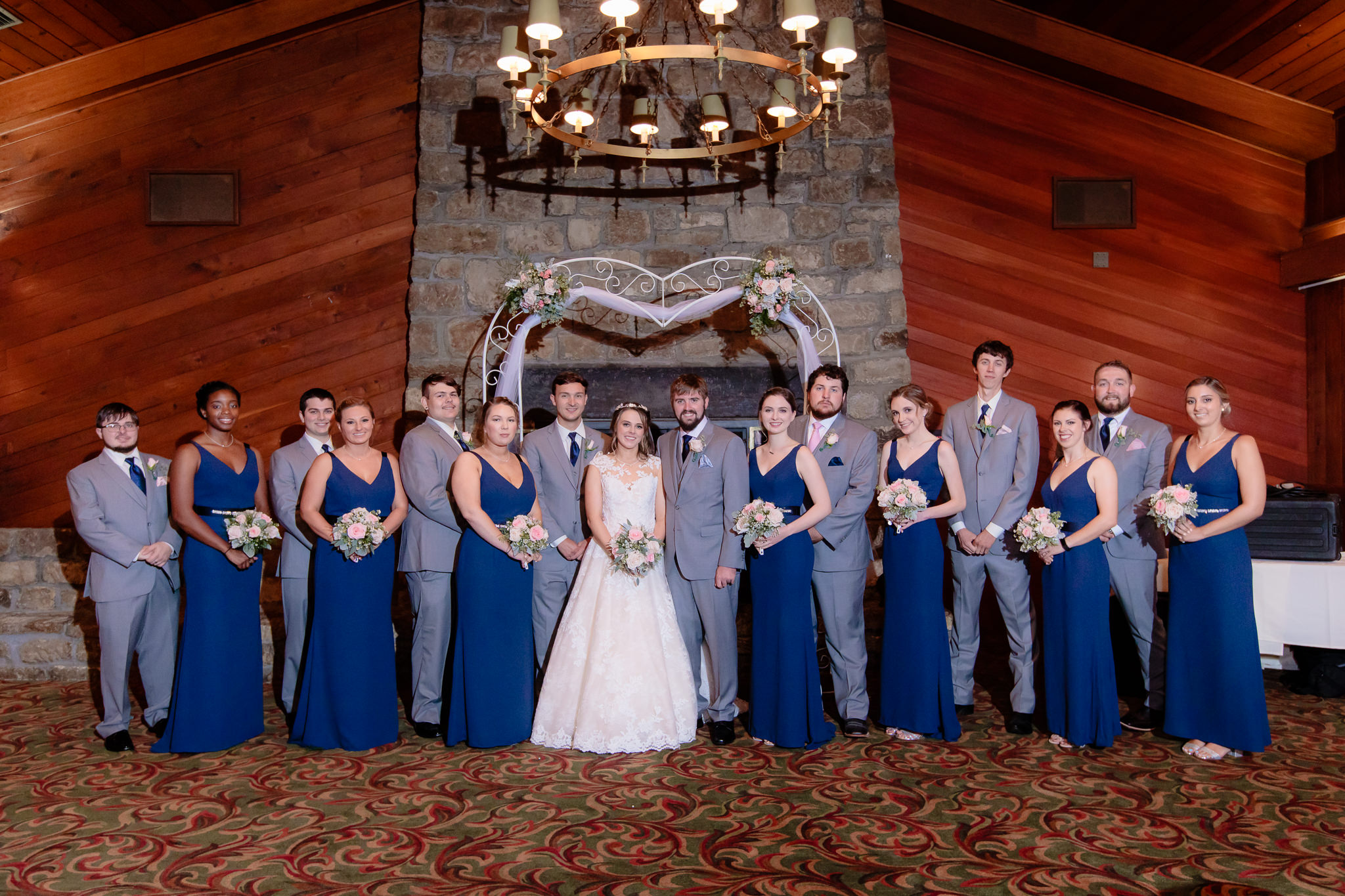 Bridal party inside Wilson Lodge at an Oglebay wedding