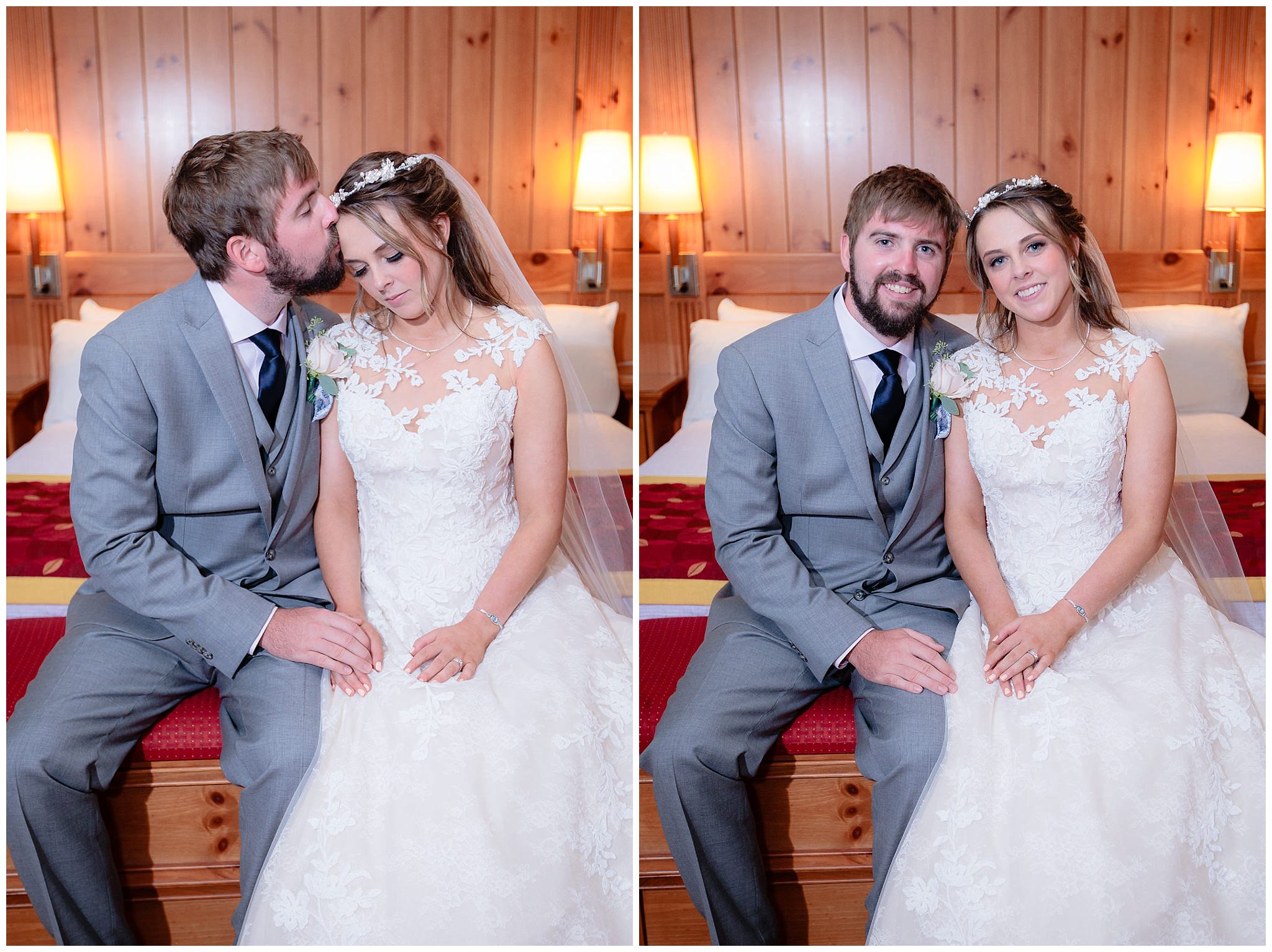 Newlyweds inside their presidential suite at Oglebay