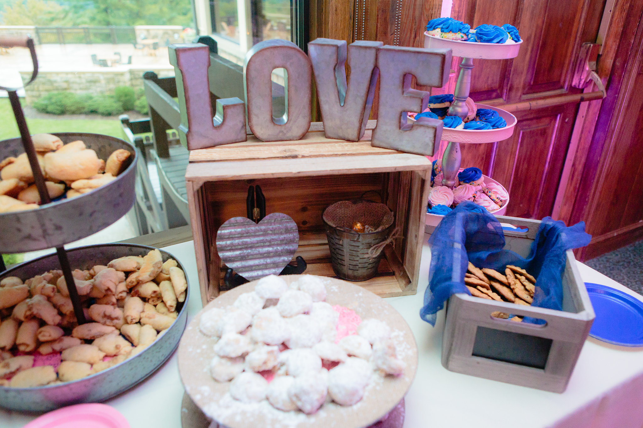 Cookie table decor at an Oglebay wedding reception