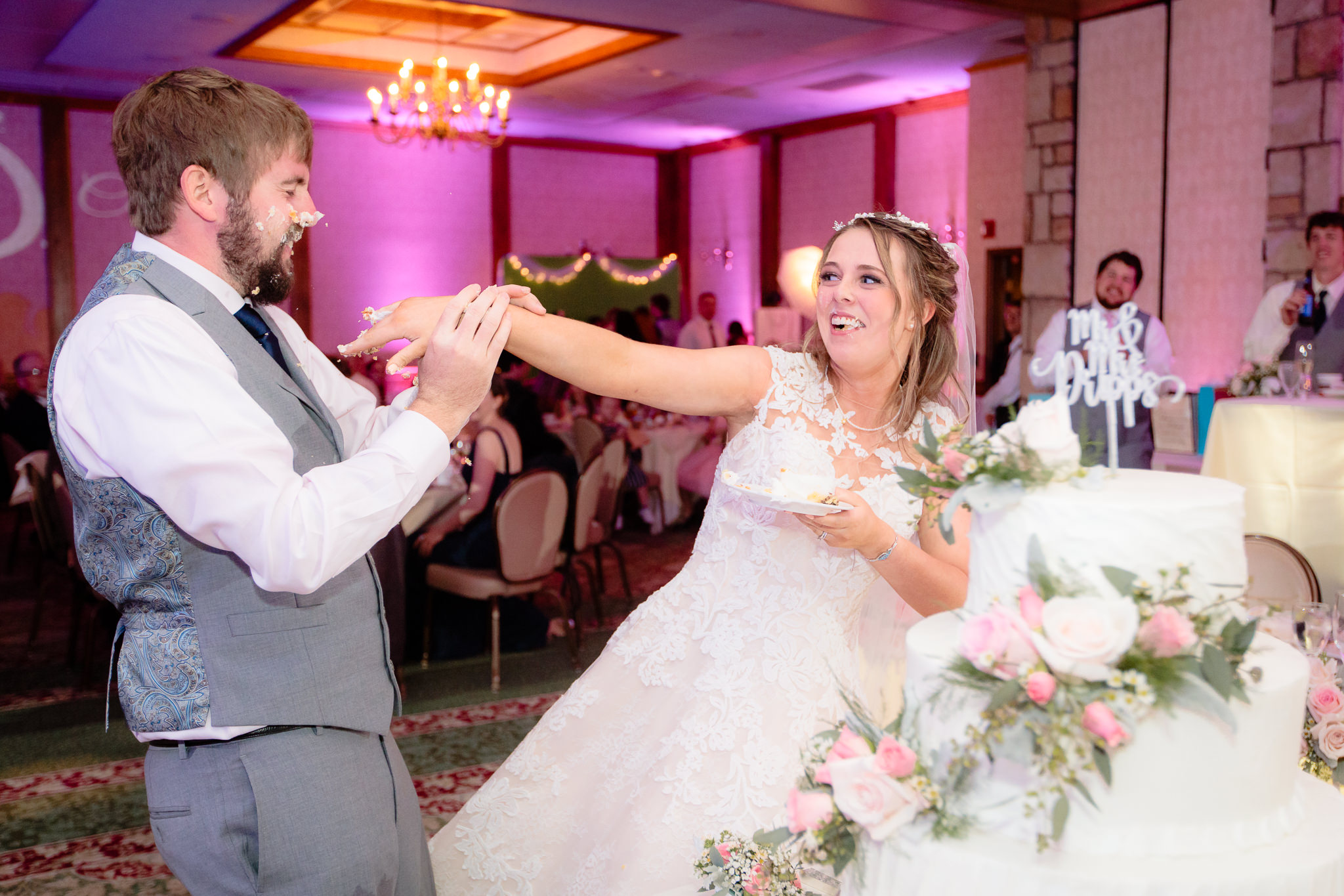 Bride throws cake into groom's face at Oglebay