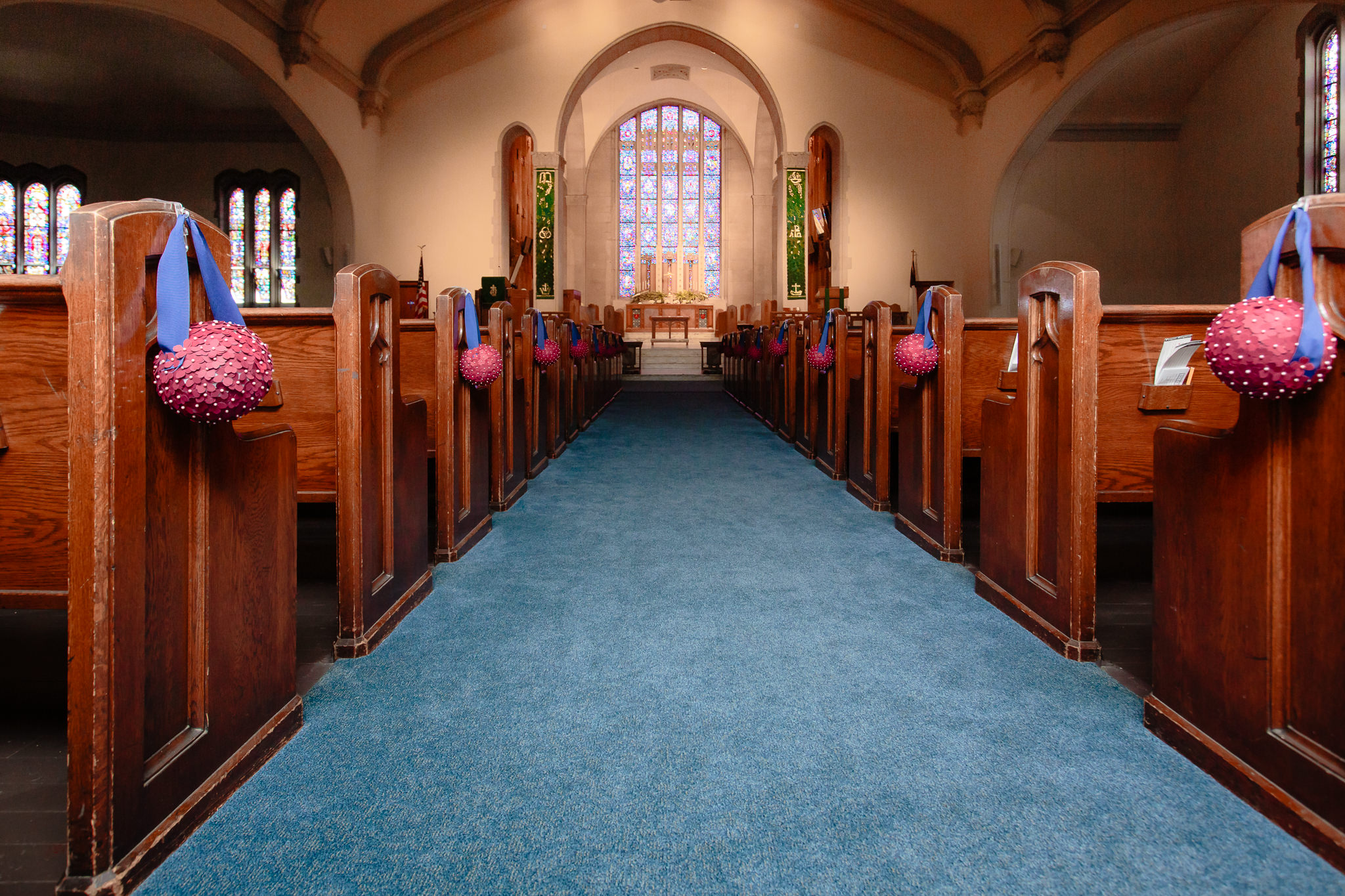 The aisle of Mt. Lebanon United Methodist Church where the wedding ceremony was held