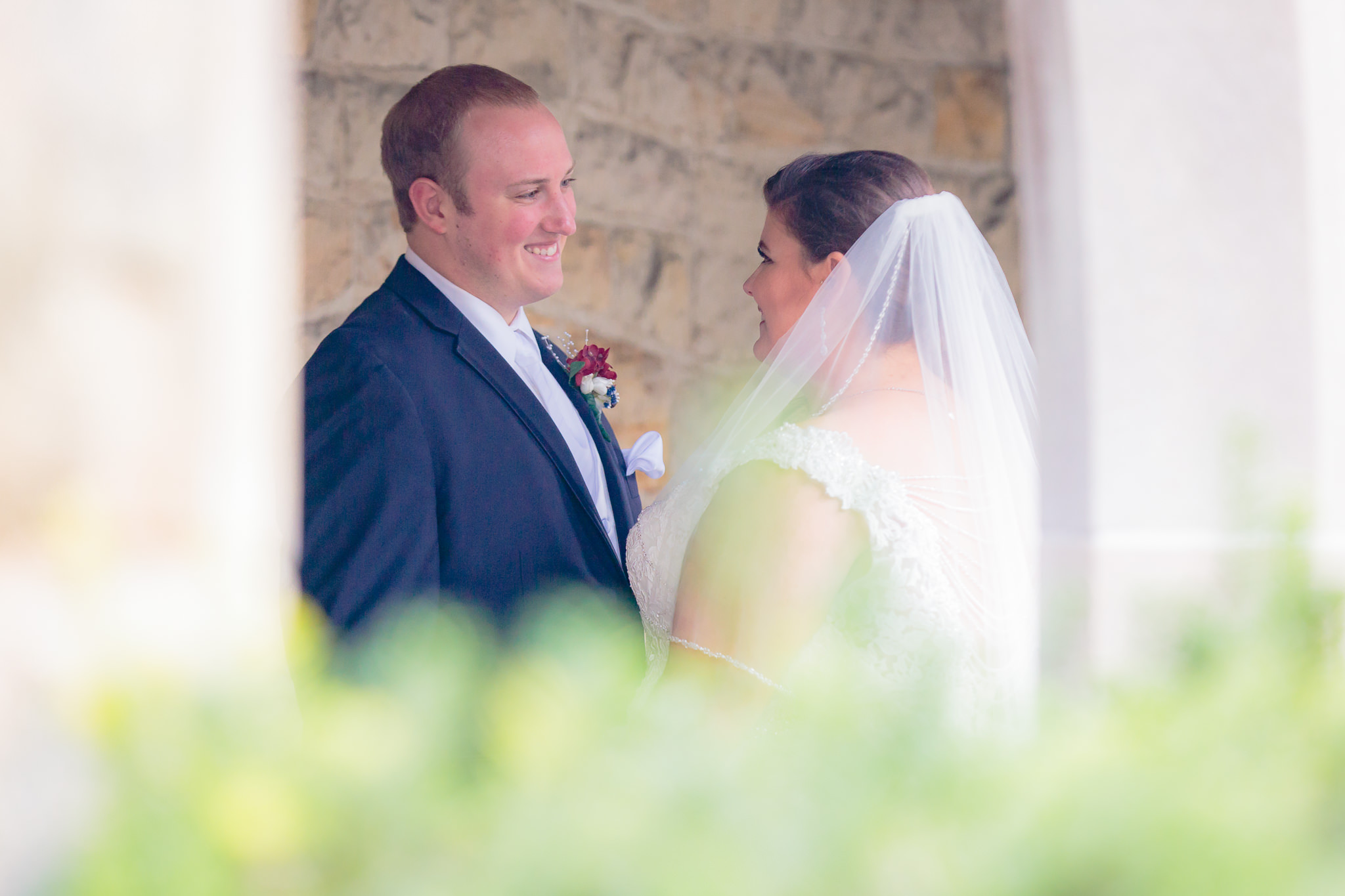 Bride and groom from afar at Mt. Lebanon United Methodist Church