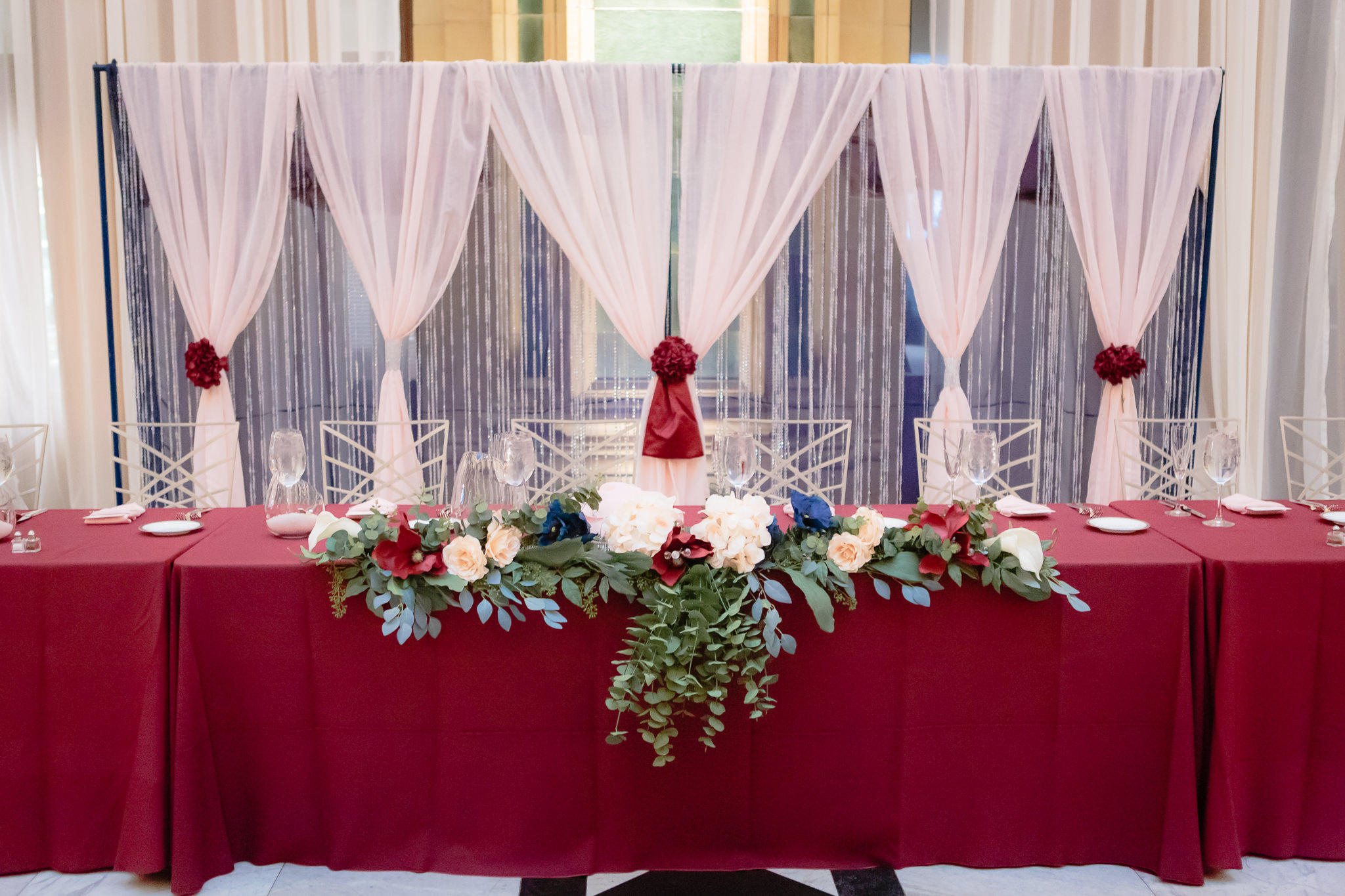 The head table for a wedding reception at The Pennsylvanian