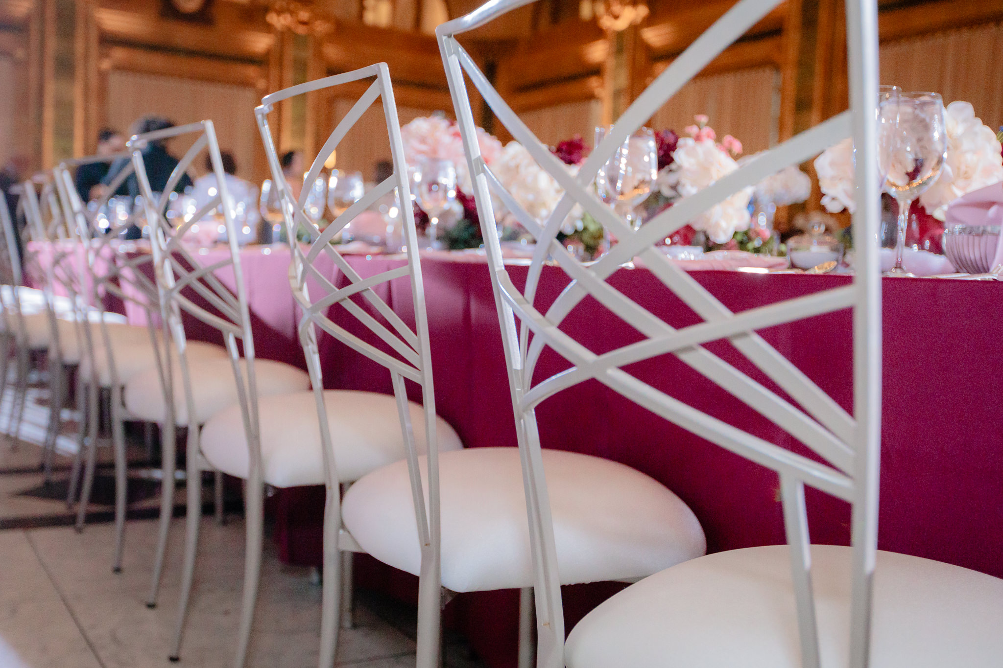 White chairs lined the wedding party's head table at The Pennsylvanian