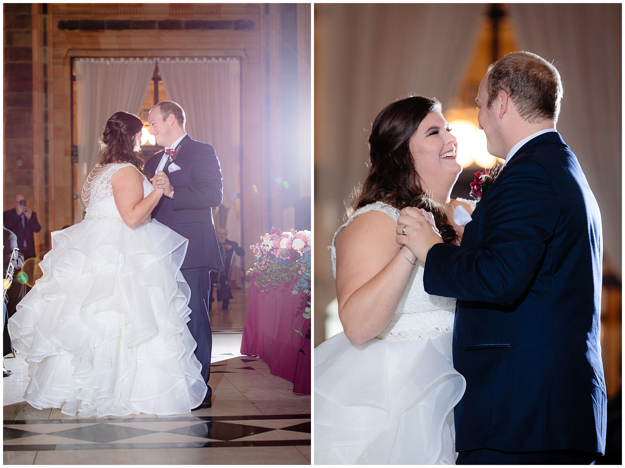 Bride and groom first dance at the Pennsylvanian wedding reception