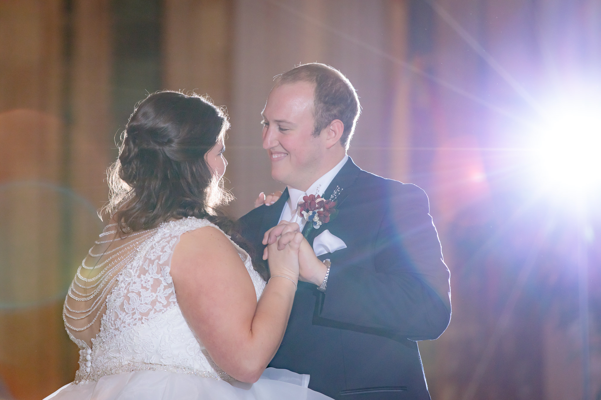 The bride and groom's first dance at the Pennsylvanian wedding reception