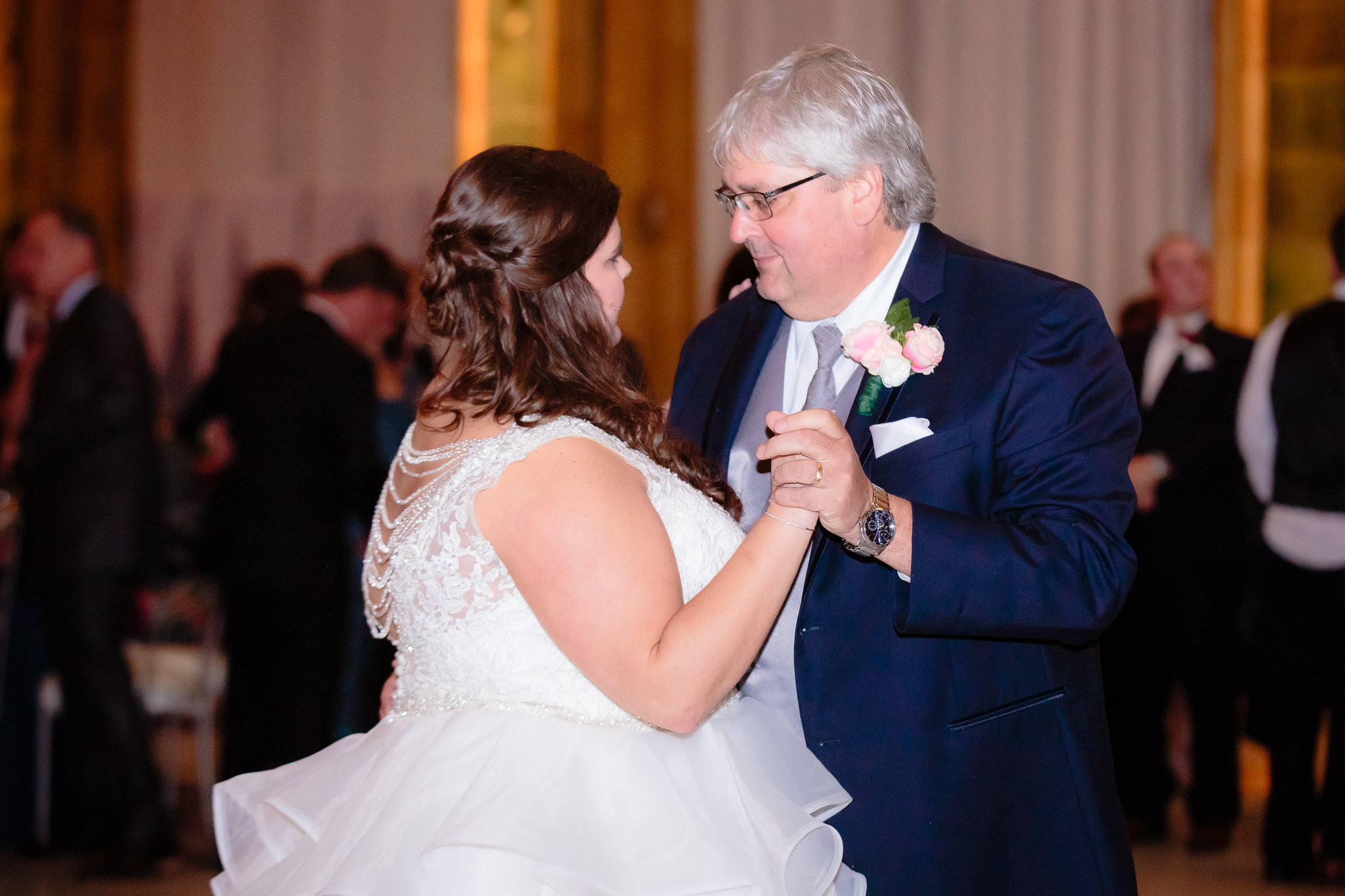Bride shares a dance with her father at the reception at The Pennsylvanian