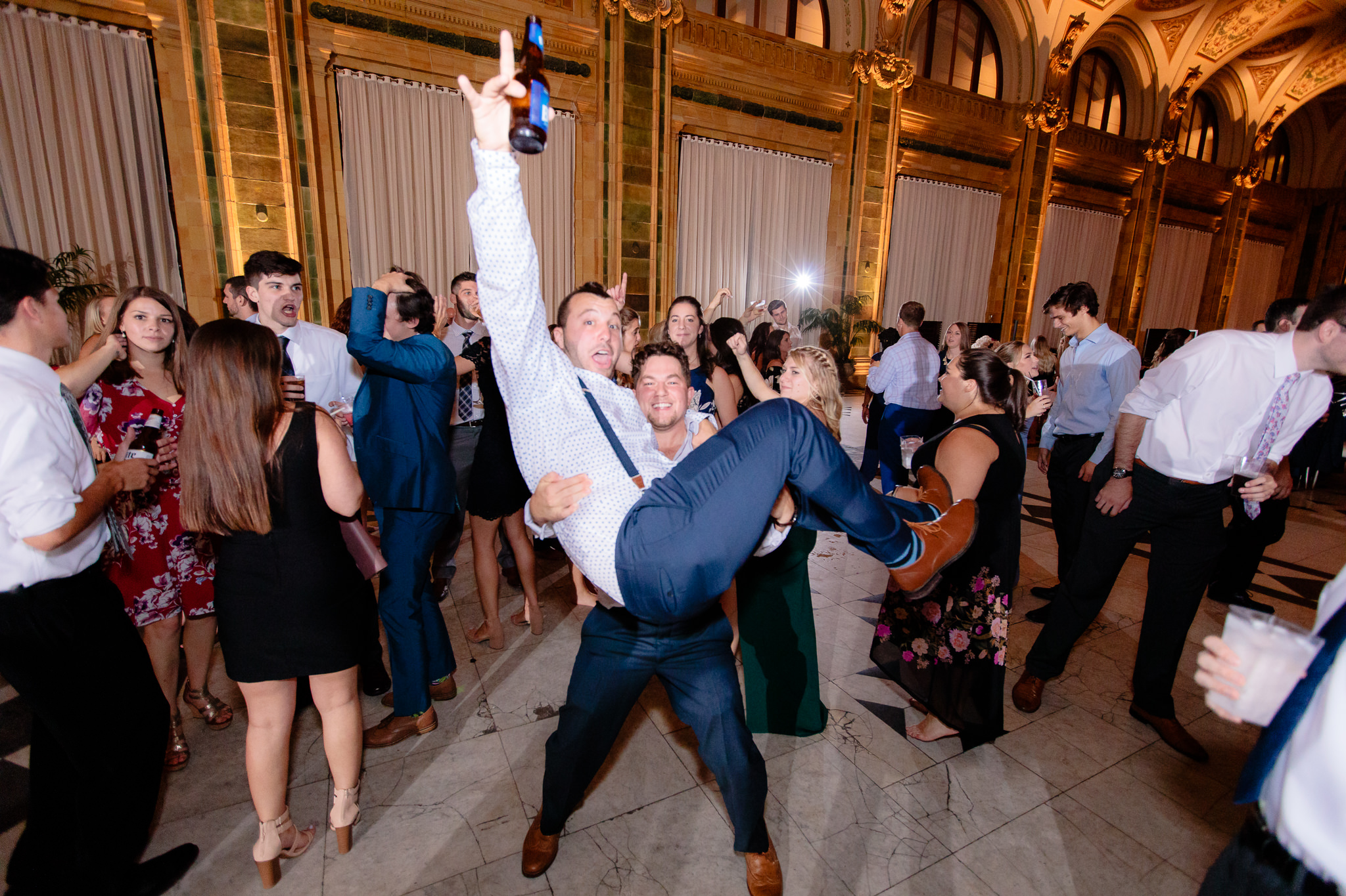 Some of the wedding attendees having fun on the dance floor of The Pennsylvanian