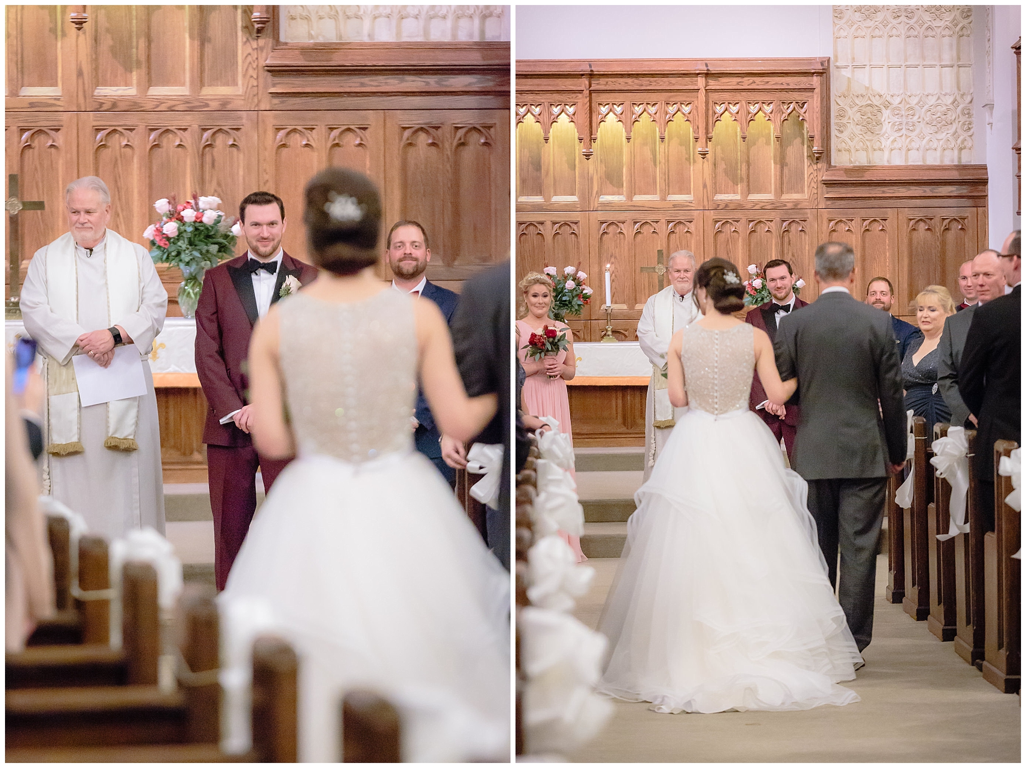 Groom sees his bride for the first time at a Smithfield UCC wedding