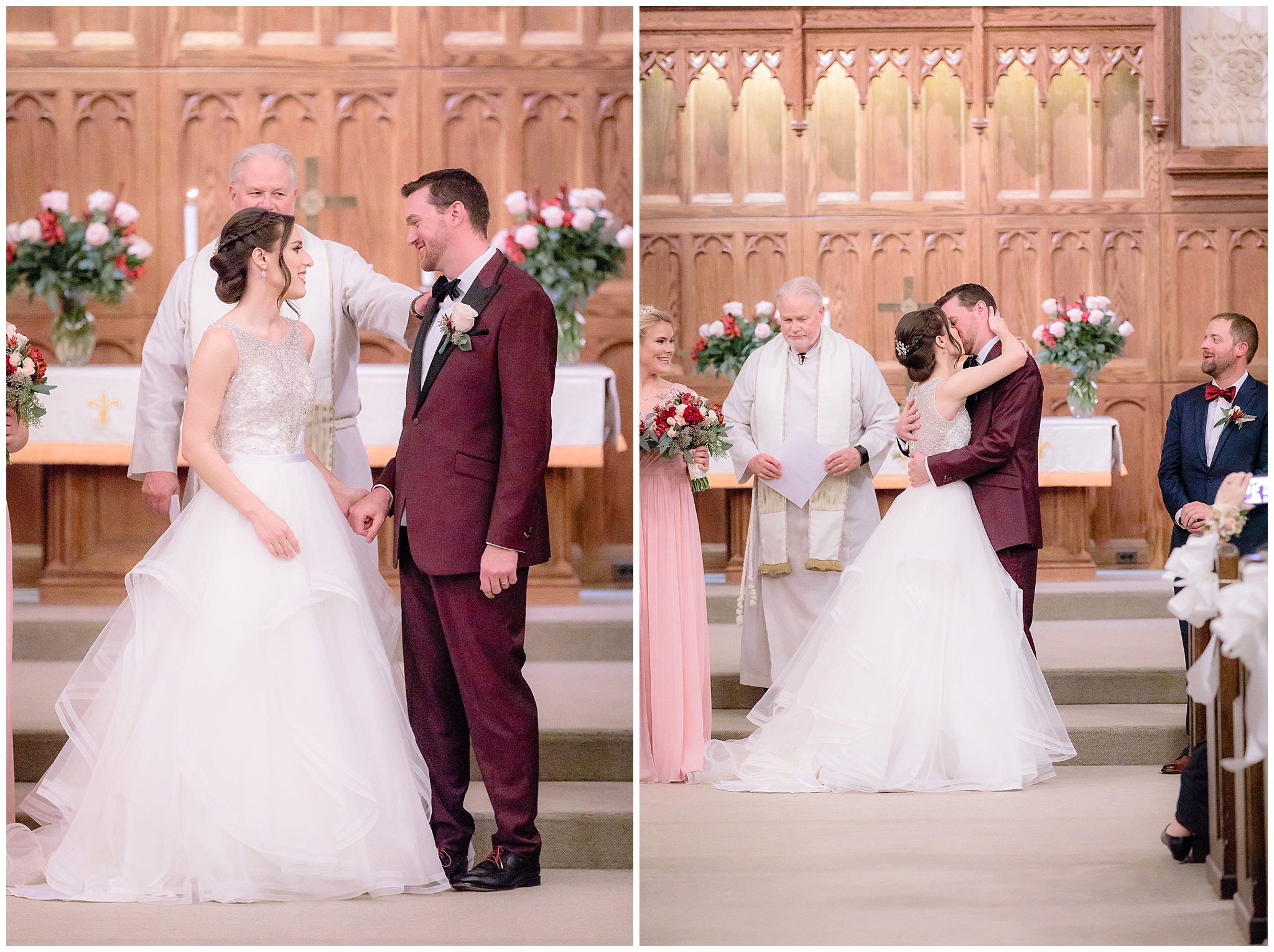 Newlywed's first kiss at a Smithfield UCC wedding