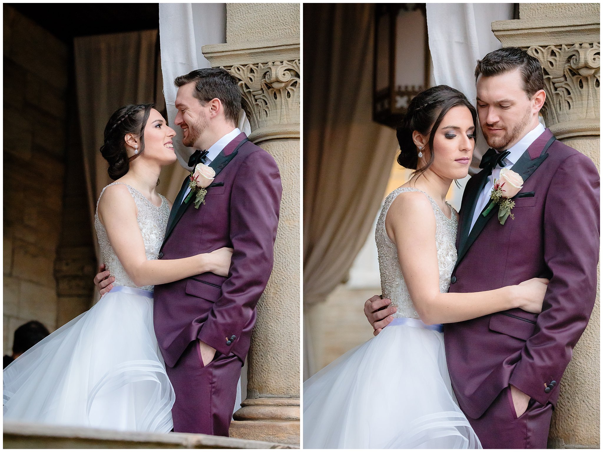 Bride & groom portraits on the porch in Pittsburgh's North Side