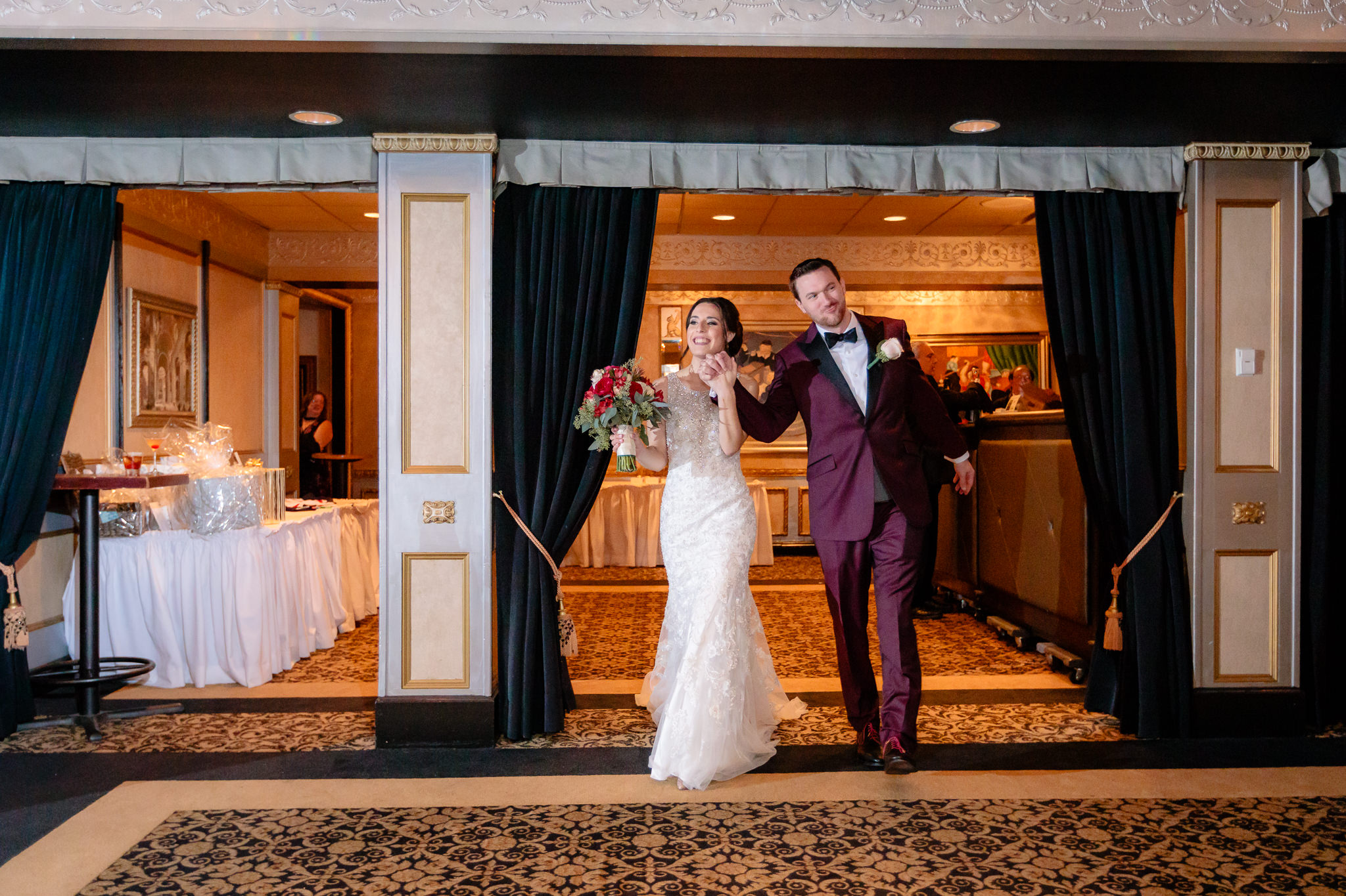 Newlyweds enter their LeMont wedding reception