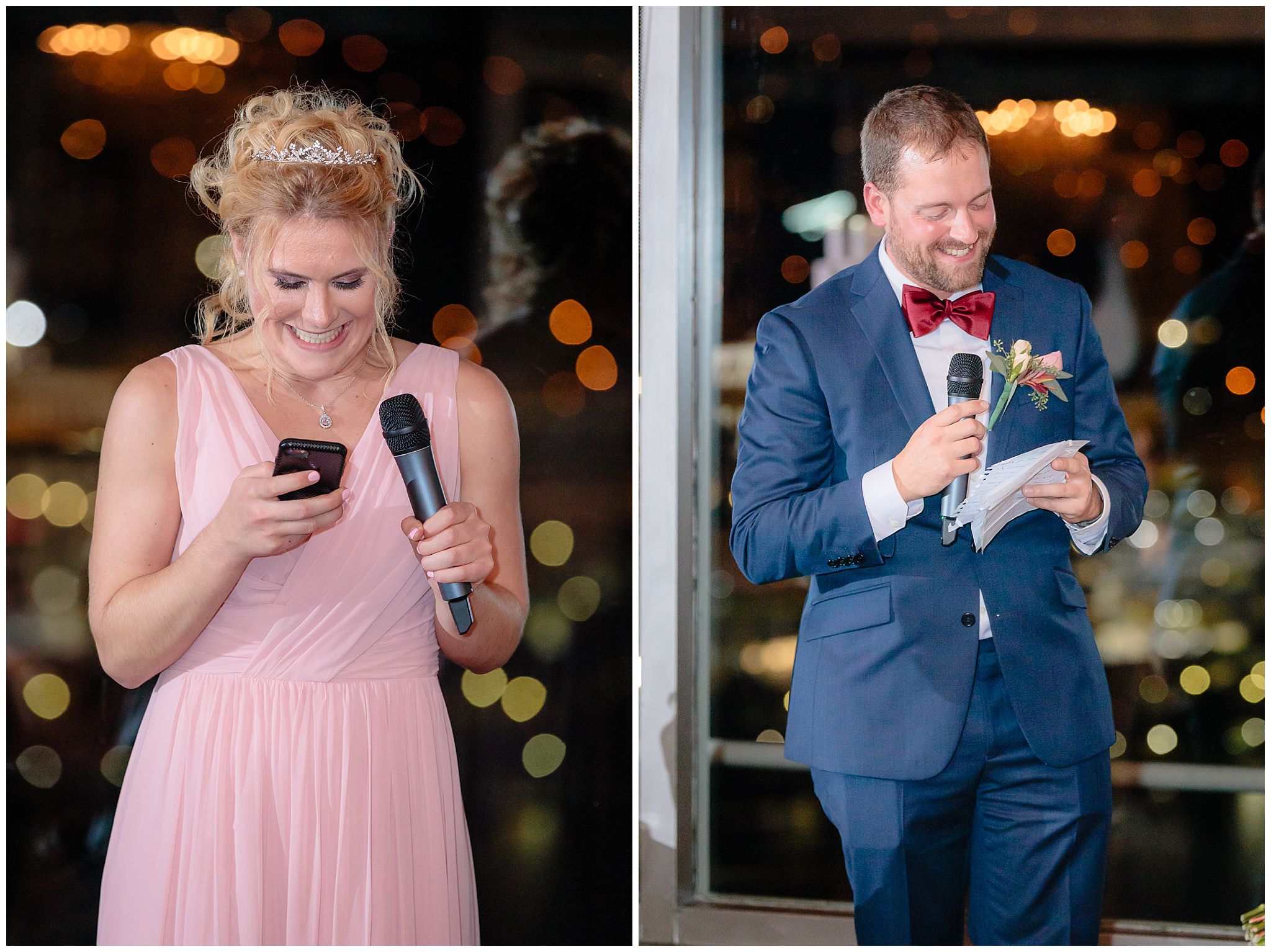 Maid of honor & best man give speeches at a LeMont wedding