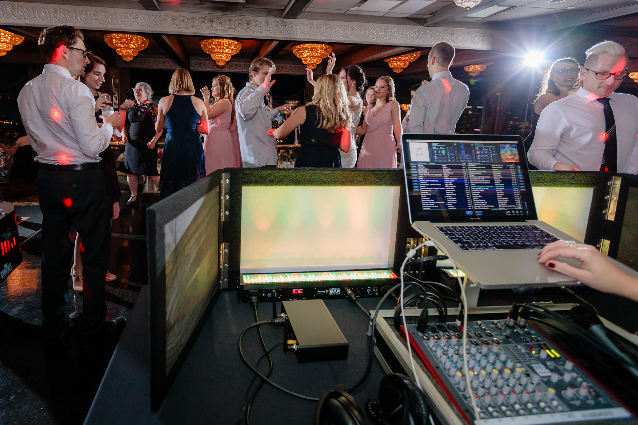 DJ Lea Guarino's setup at a LeMont wedding reception