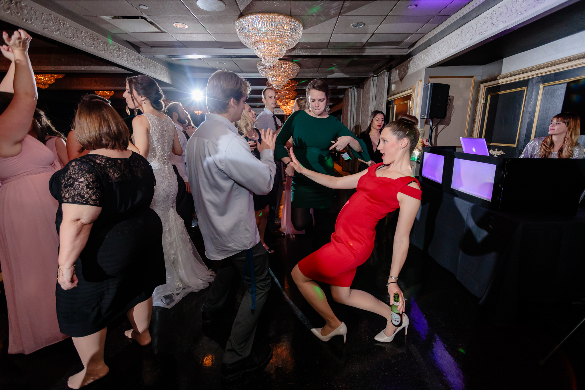 Guests on the dance floor at a LeMont wedding reception
