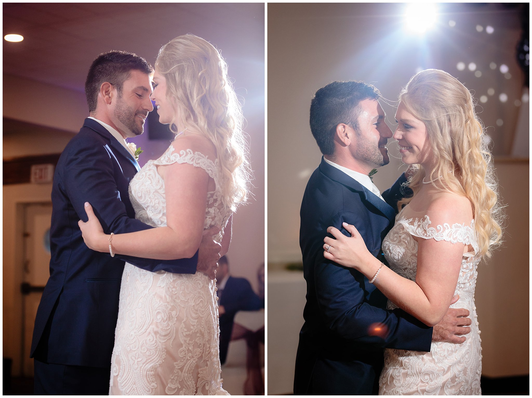 Bride and groom's first dance at their Riverside Landing wedding reception