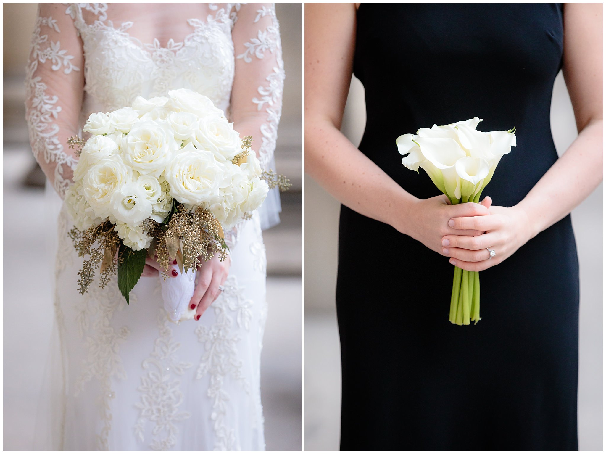 Classic white bouquets by Hearts & Flowers for a Soldiers & Sailors wedding