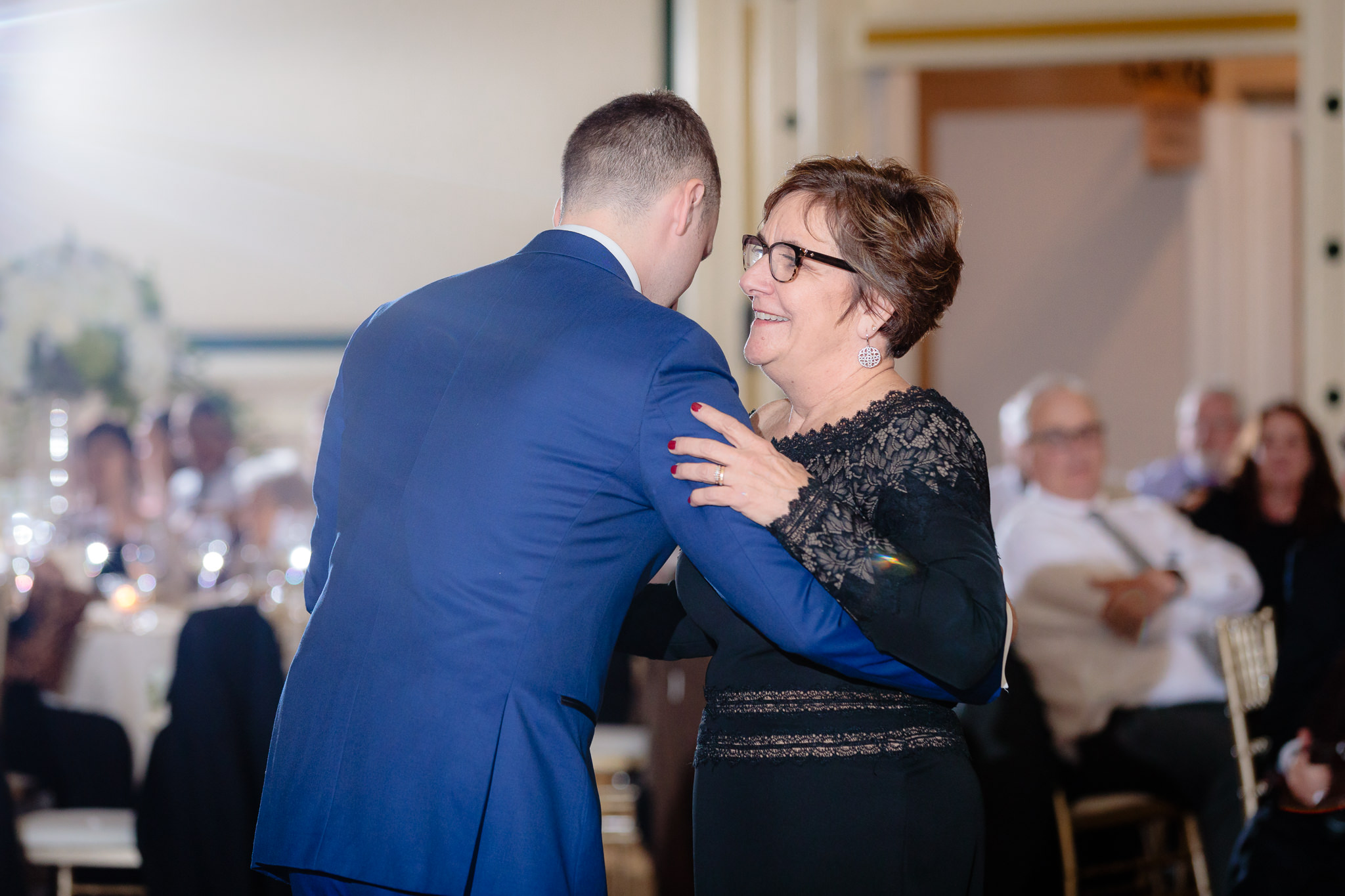 Mother-son dance at a Soldiers & Sailors wedding reception