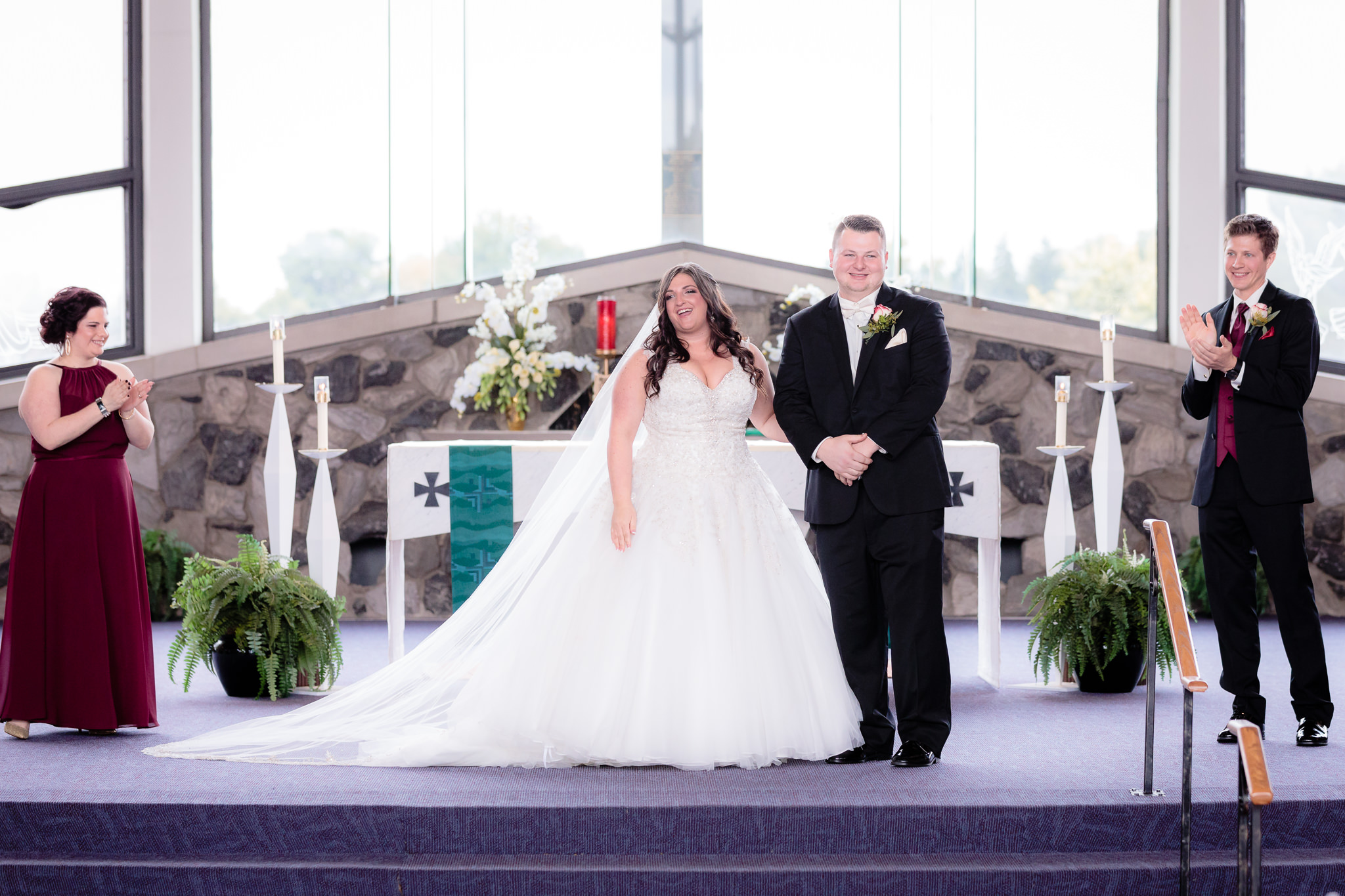 The new Mr. & Mrs. are announced at a St. Malachy wedding ceremony