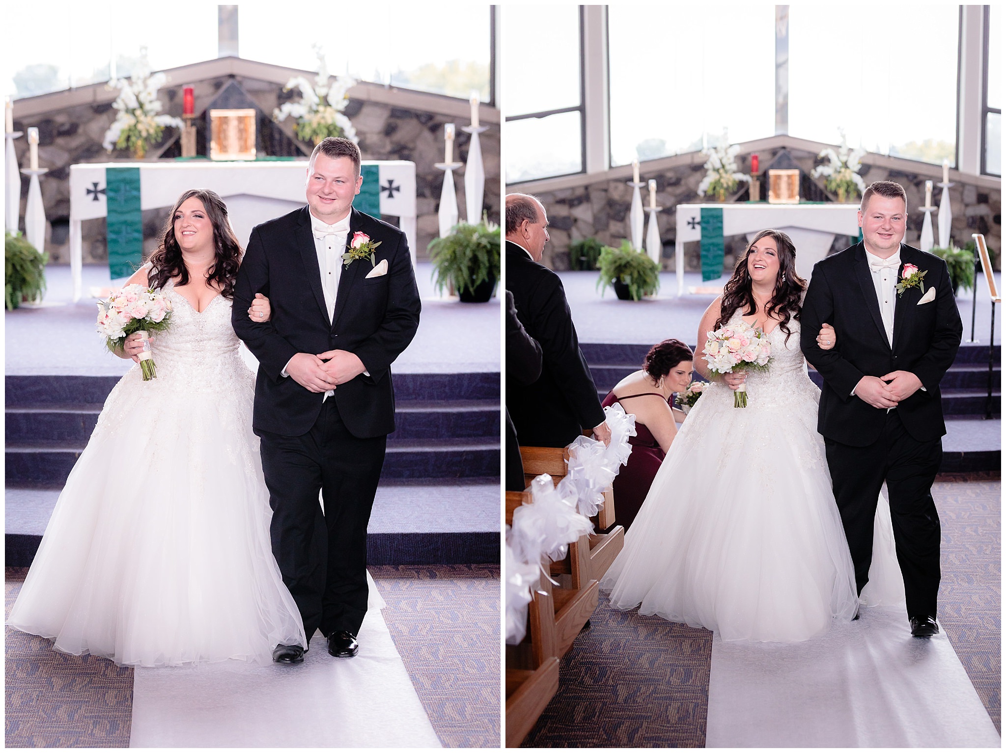 Newlyweds exit their ceremony at St. Malachy