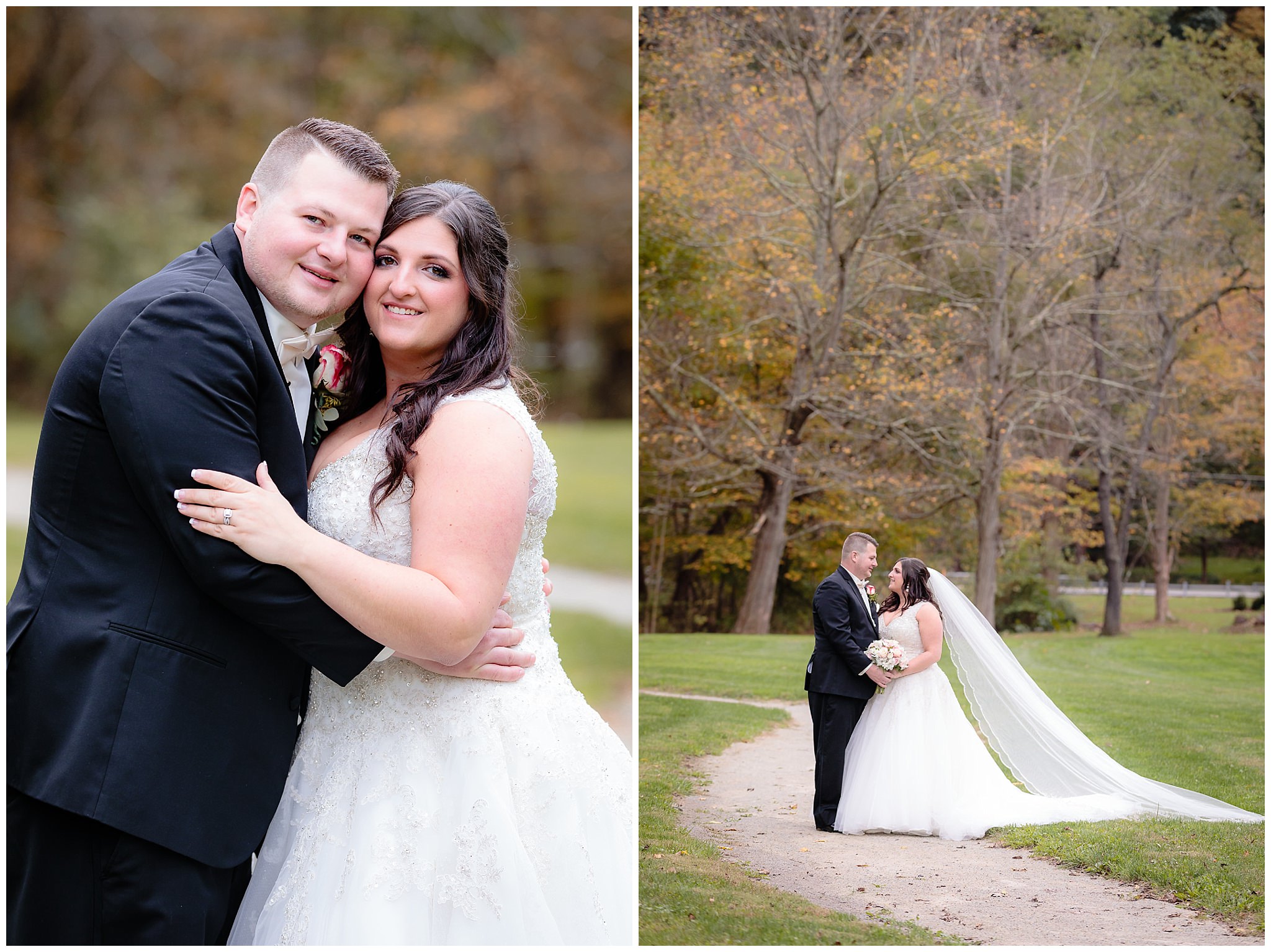 Bride and groom portraits at Olson Park in Moon Township