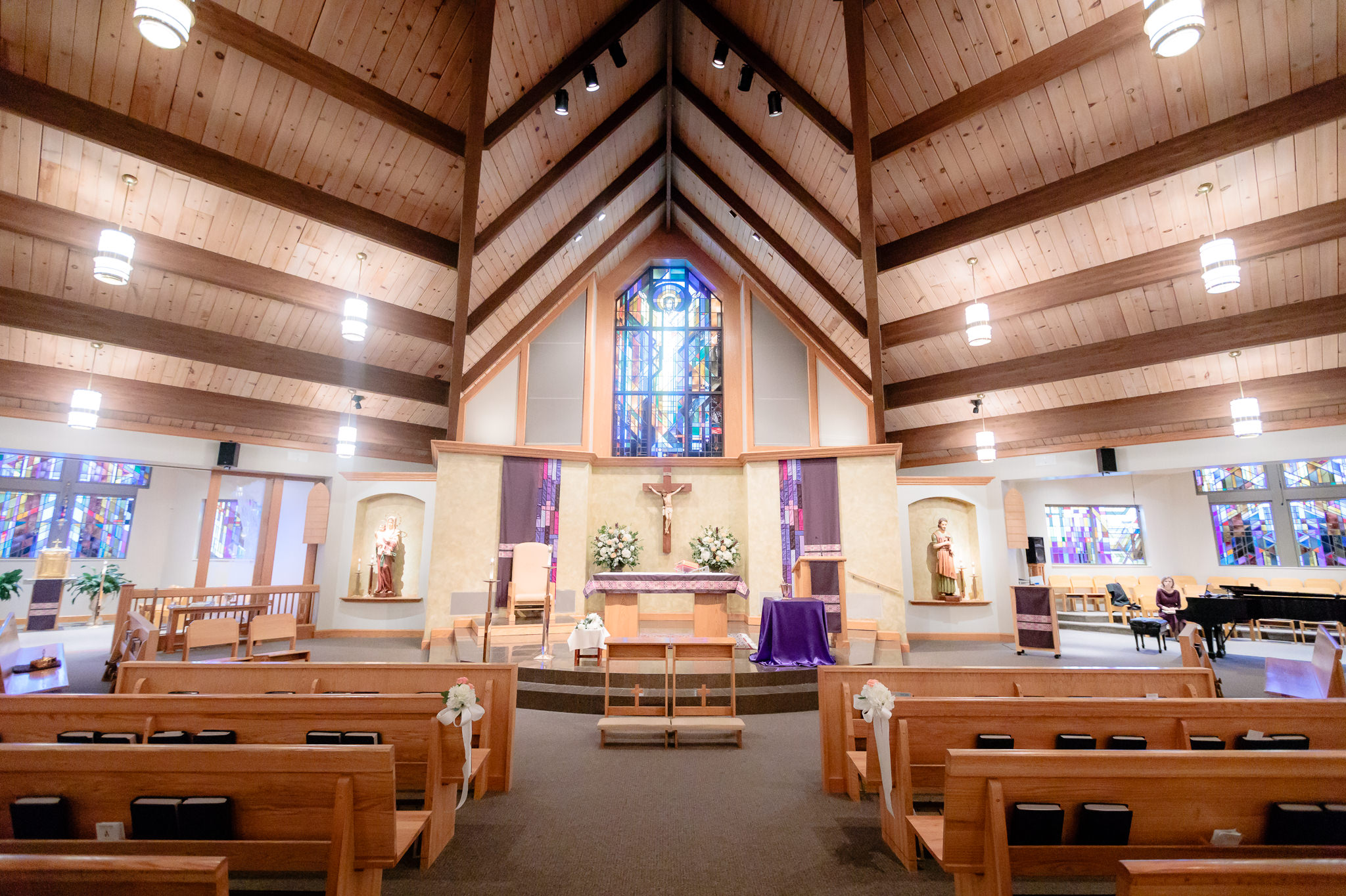 Mother of Sorrows Church in Murrysville, PA decorated for a December wedding