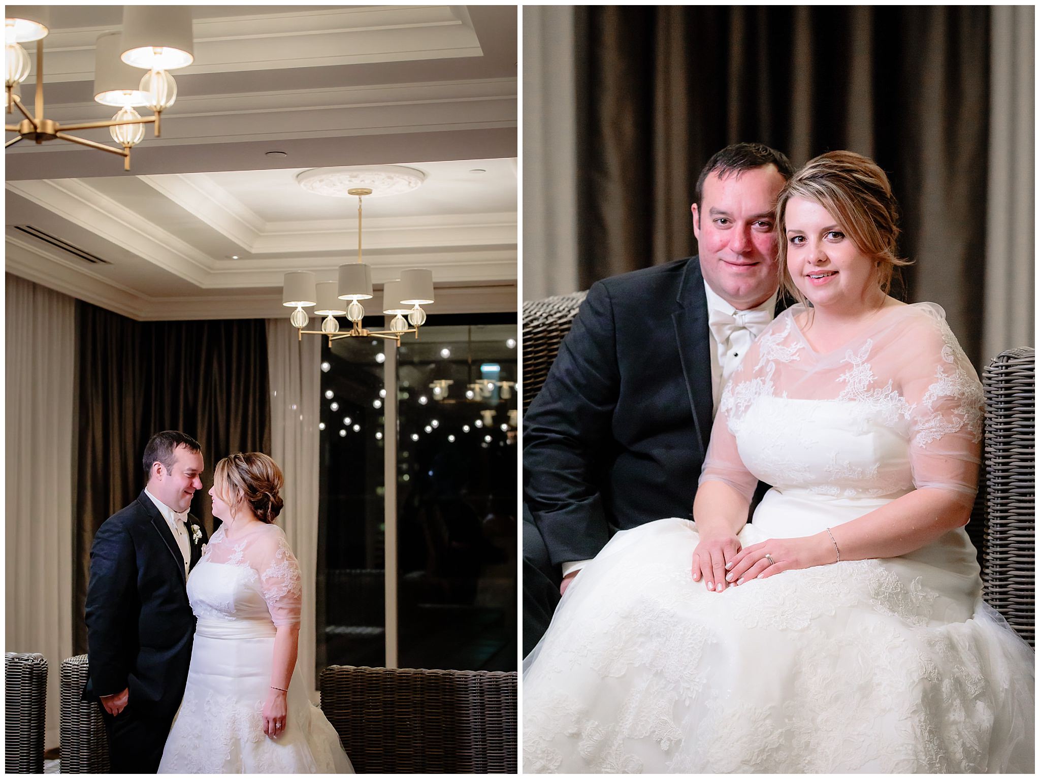 Newlywed's portraits in the Rialto Room of Pittsburgh's Hotel Monaco
