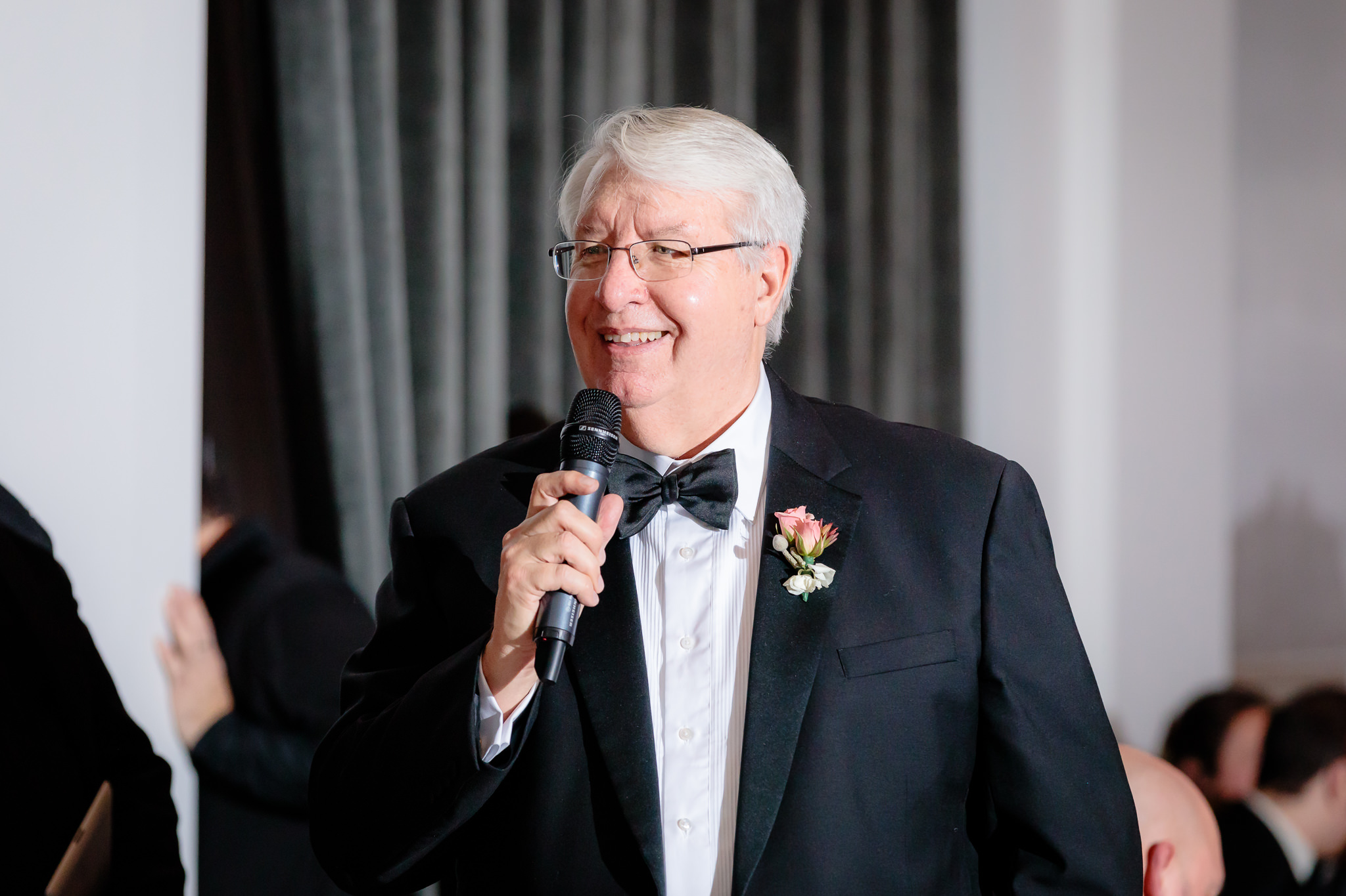 Father of the bride gives a speech at a Hotel Monaco wedding reception
